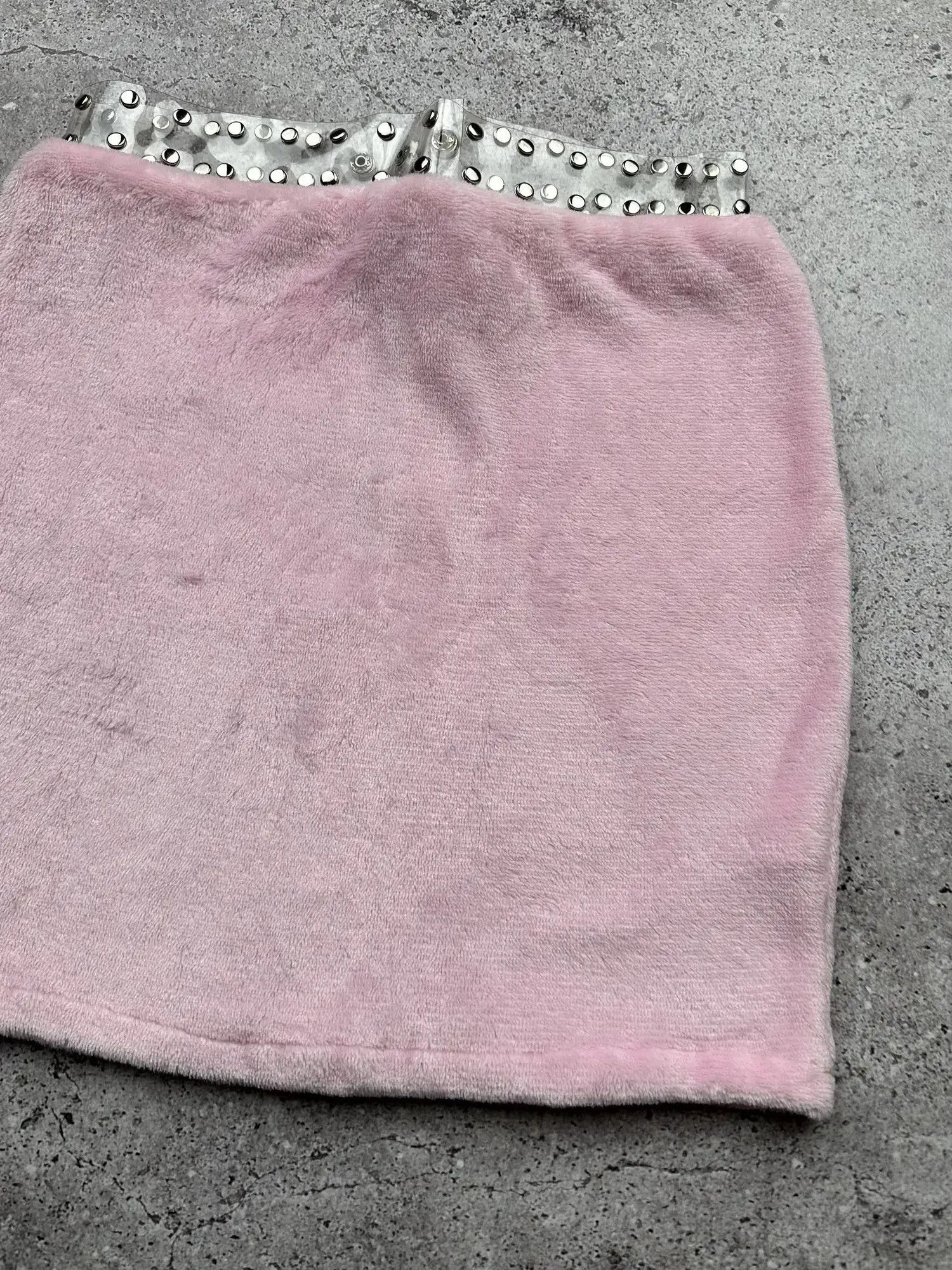 Japanese Brand Vintage Velour Mini Skirt C343(V514) Size 25" / US 0 / IT 36 - 3 Thumbnail