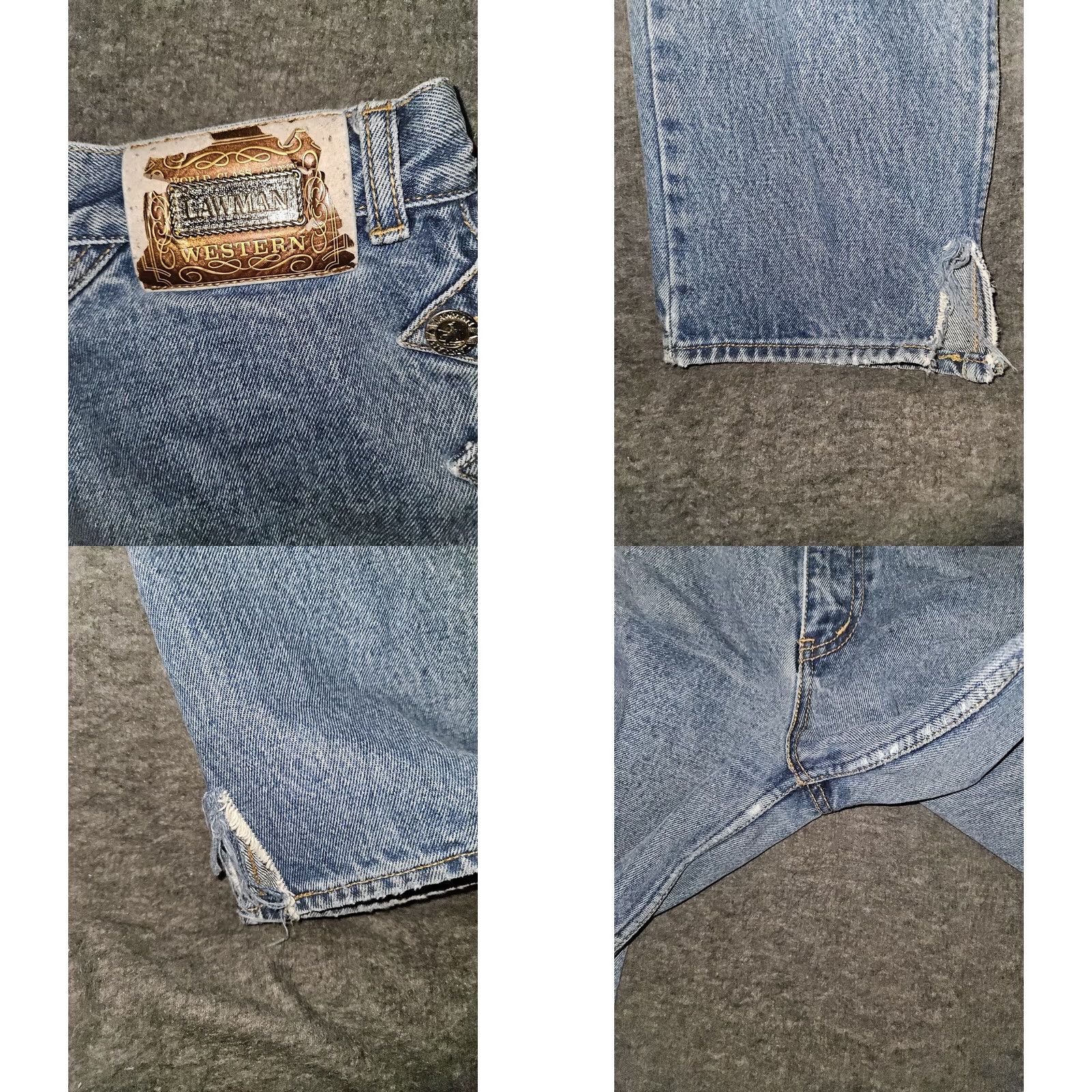 Vintage VINTAGE Lawman Jeans Women's 11 High Rise Blue Distressed Straight 80s 90s Cowboy Boys? Size 32" / US 10 / IT 46 - 9 Thumbnail
