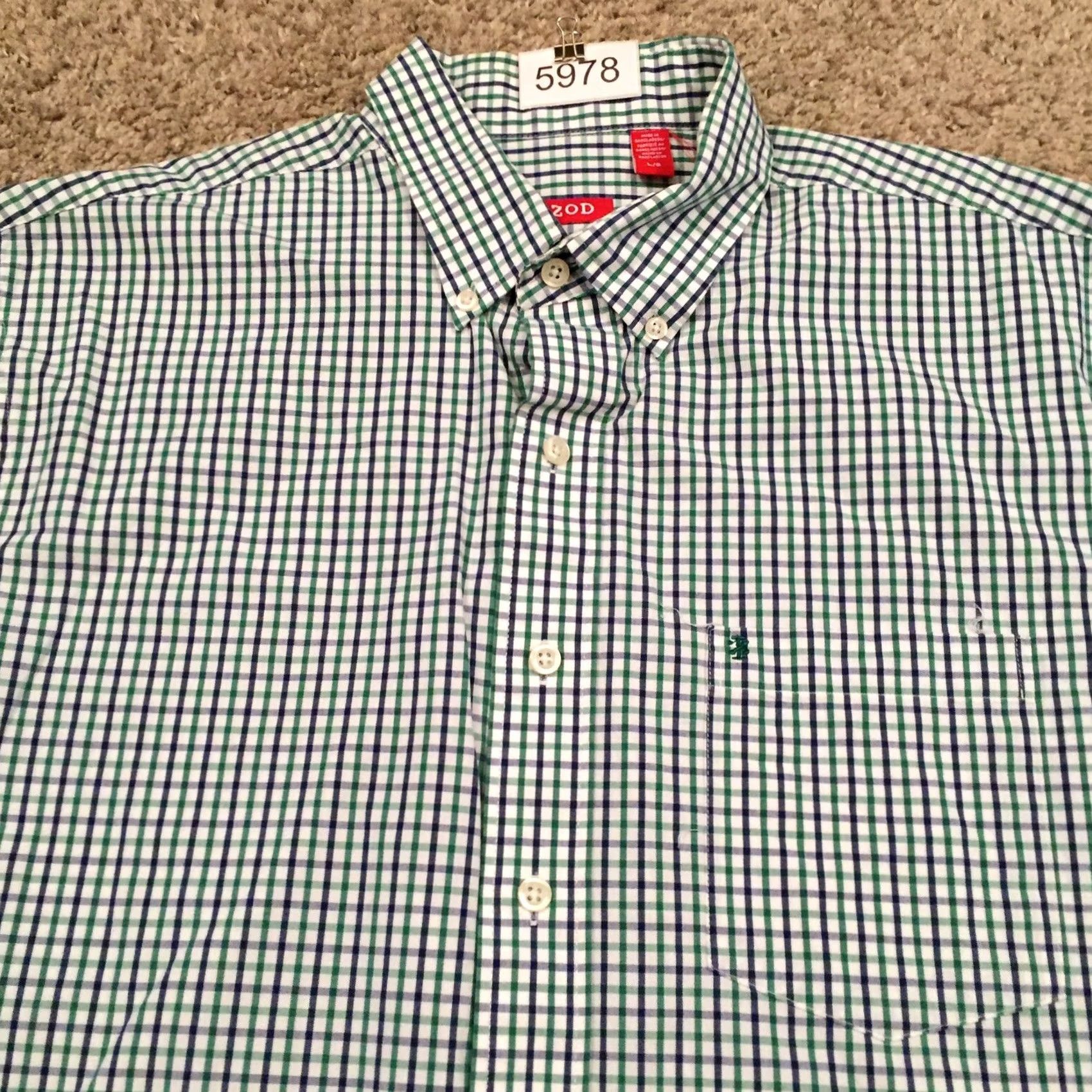 Izod Izod Shirt Mens Large Green Plaid Long Sleeve Button Down Shirt Size US L / EU 52-54 / 3 - 3 Thumbnail