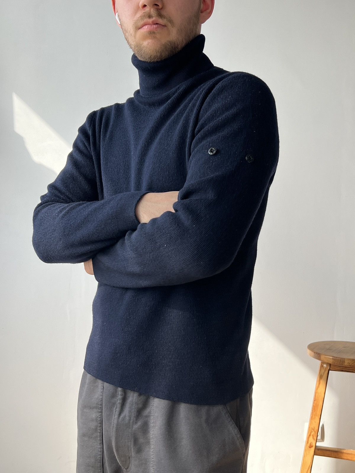 Stone Island Vintage Stone Island Wool Navy Turtle Neck Sweater XXLfits M Size US M / EU 48-50 / 2 - 1 Thumbnail
