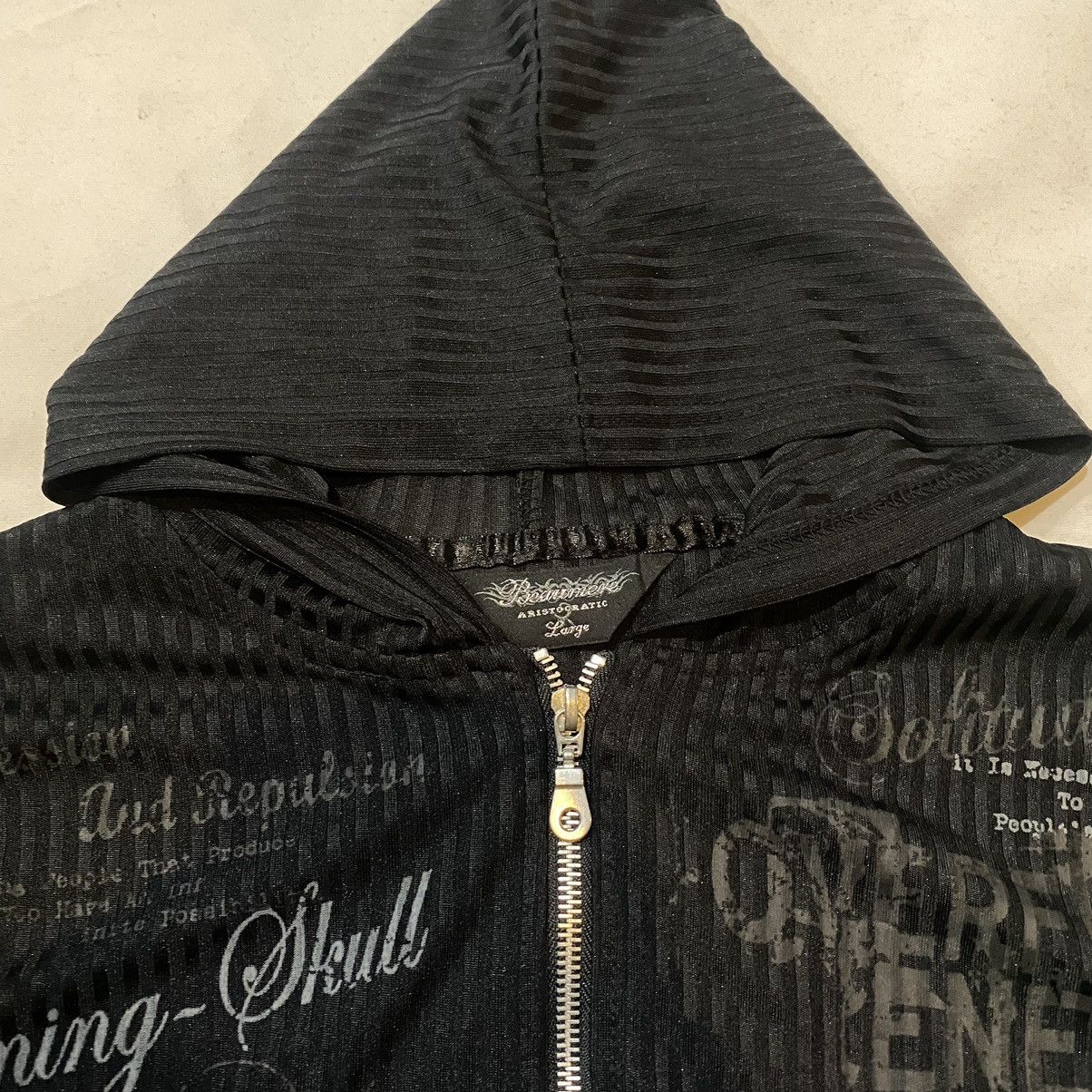 Beauty Beast × Japanese Brand × Le Grande Bleu (L.G.B.) Beaumere Burning Skull Poem Stripes Hoodie Japanese Style Size US L / EU 52-54 / 3 - 7 Thumbnail