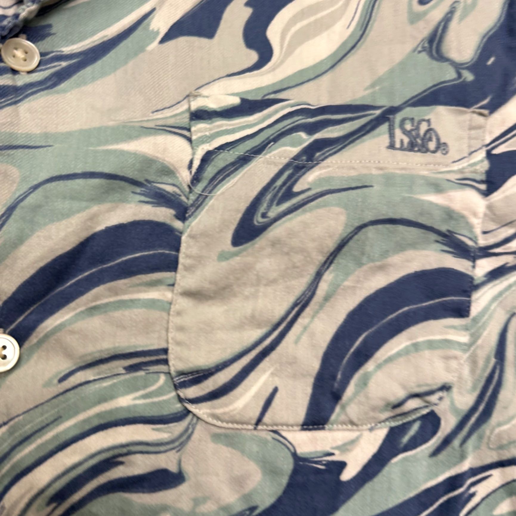 Levi's Levi's Button-Up Shirt Men M Blue Abstract Short Sleeve Relaxed Fit Casual Shirt Size US M / EU 48-50 / 2 - 5 Thumbnail