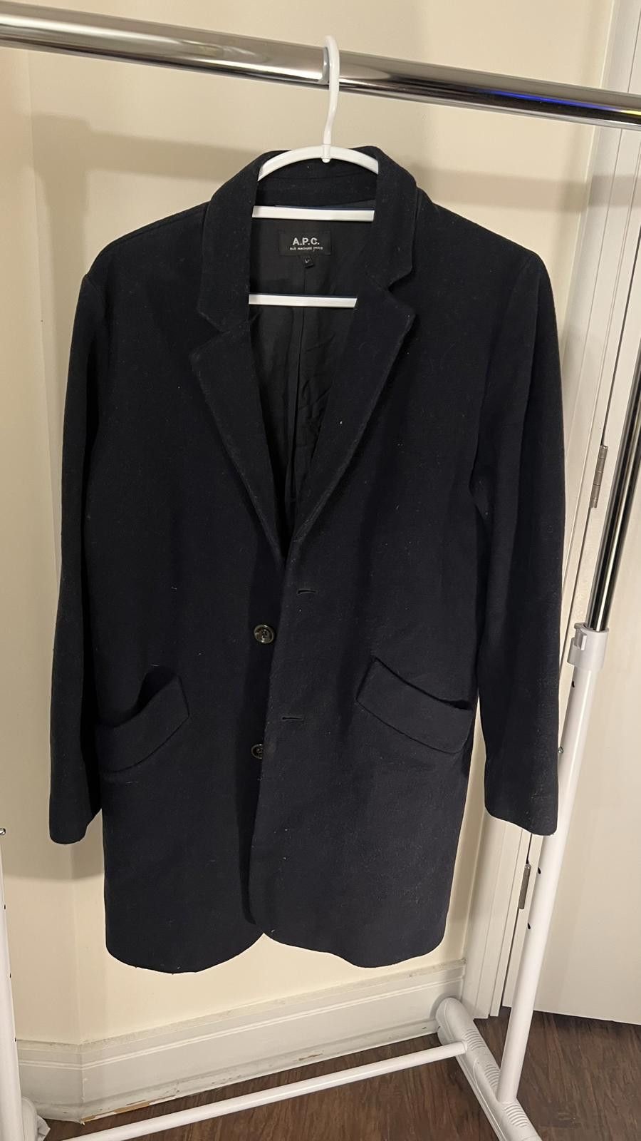 A.P.C. A.P.C. Black Pea Coat Large Size L / US 10 / IT 46 - 2 Thumbnail