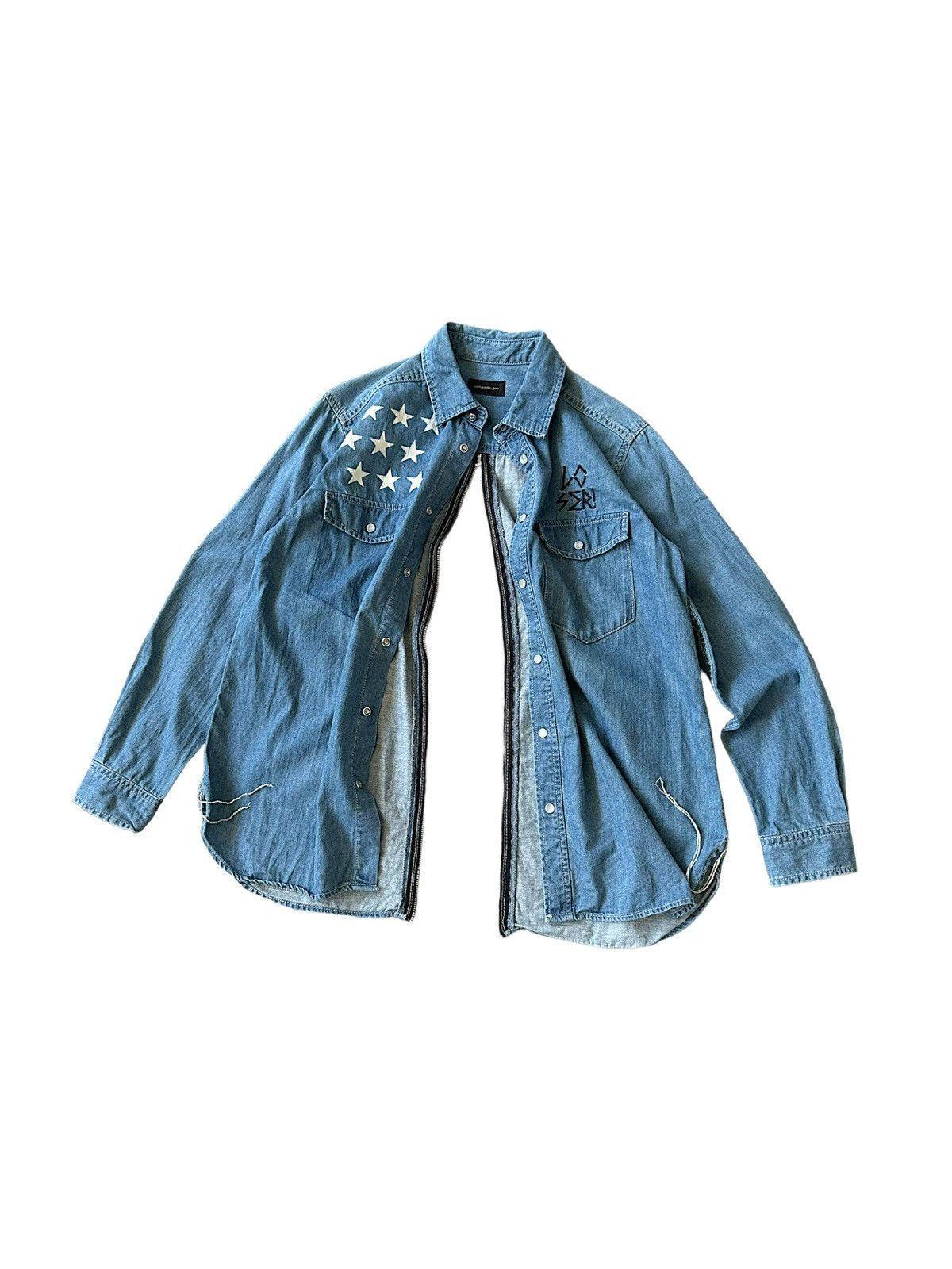 Hysteric Glamour 00’s World Wide Love punk denim shirt Size US M / EU 48-50 / 2 - 4 Thumbnail
