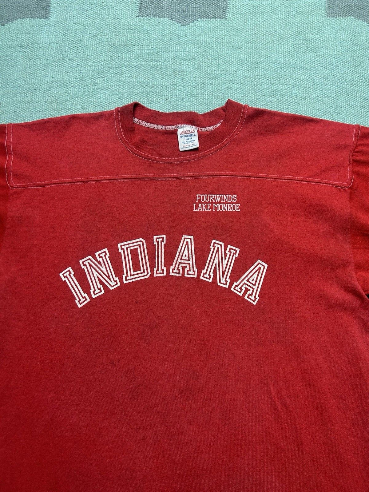 Vintage Vtg 80s t shirt Indiana university jersey Russell adul large Size US L / EU 52-54 / 3 - 2 Thumbnail