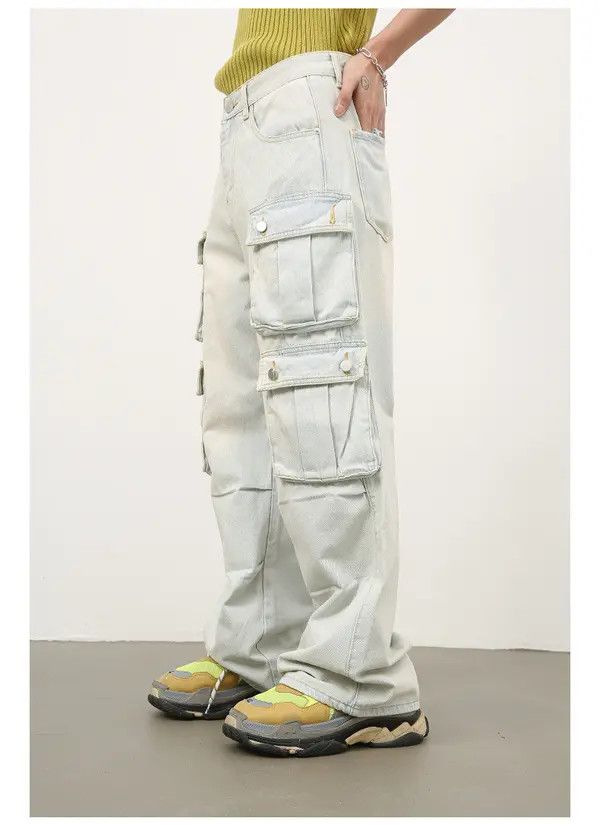 Japanese Brand American multi-pocket retro loose straight-leg cargo jeans Size US 32 / EU 48 - 4 Thumbnail