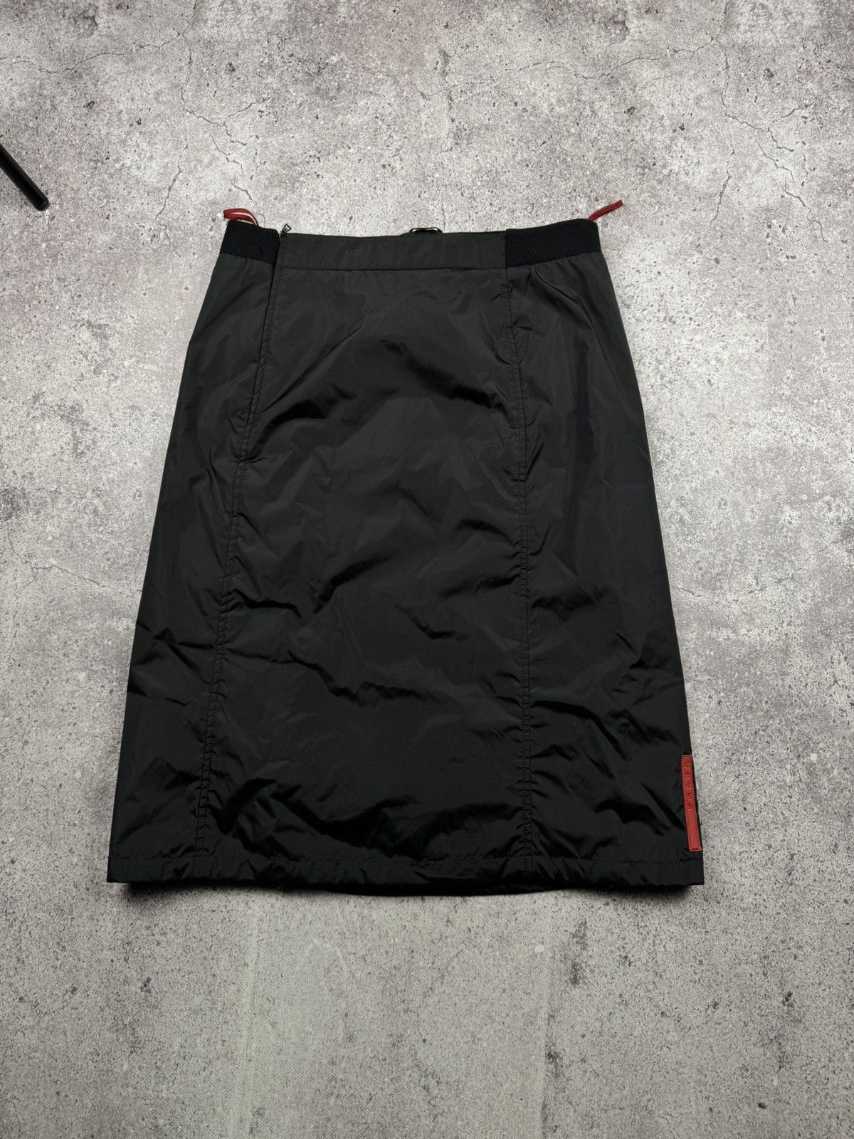 Archive Prada Red Tab Nylon Belted Y2K Zip Down Skirt Vintag