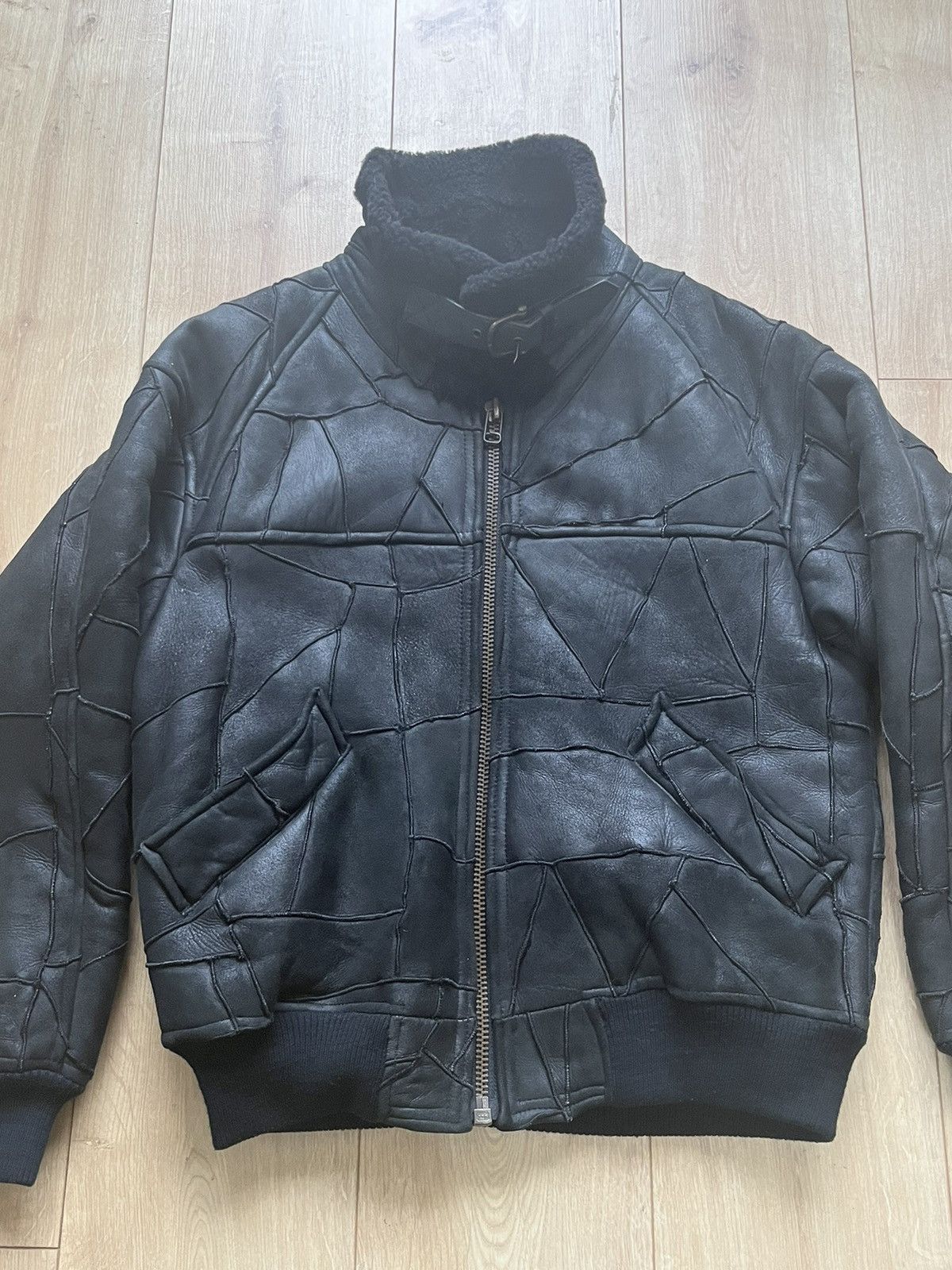 Japanese Brand 1990s patchwork shearling bomber/aviator leather jacket Size US M / EU 48-50 / 2 - 6 Thumbnail
