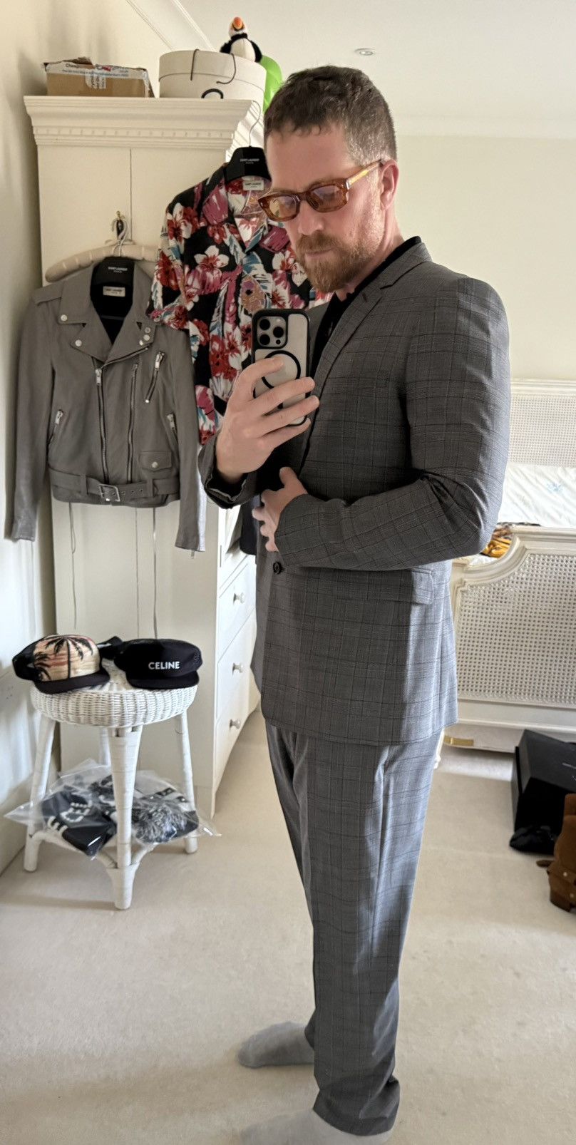 Dior Dior suit gray check pant and jacket Kim Jones era Size 42R - 13 Thumbnail