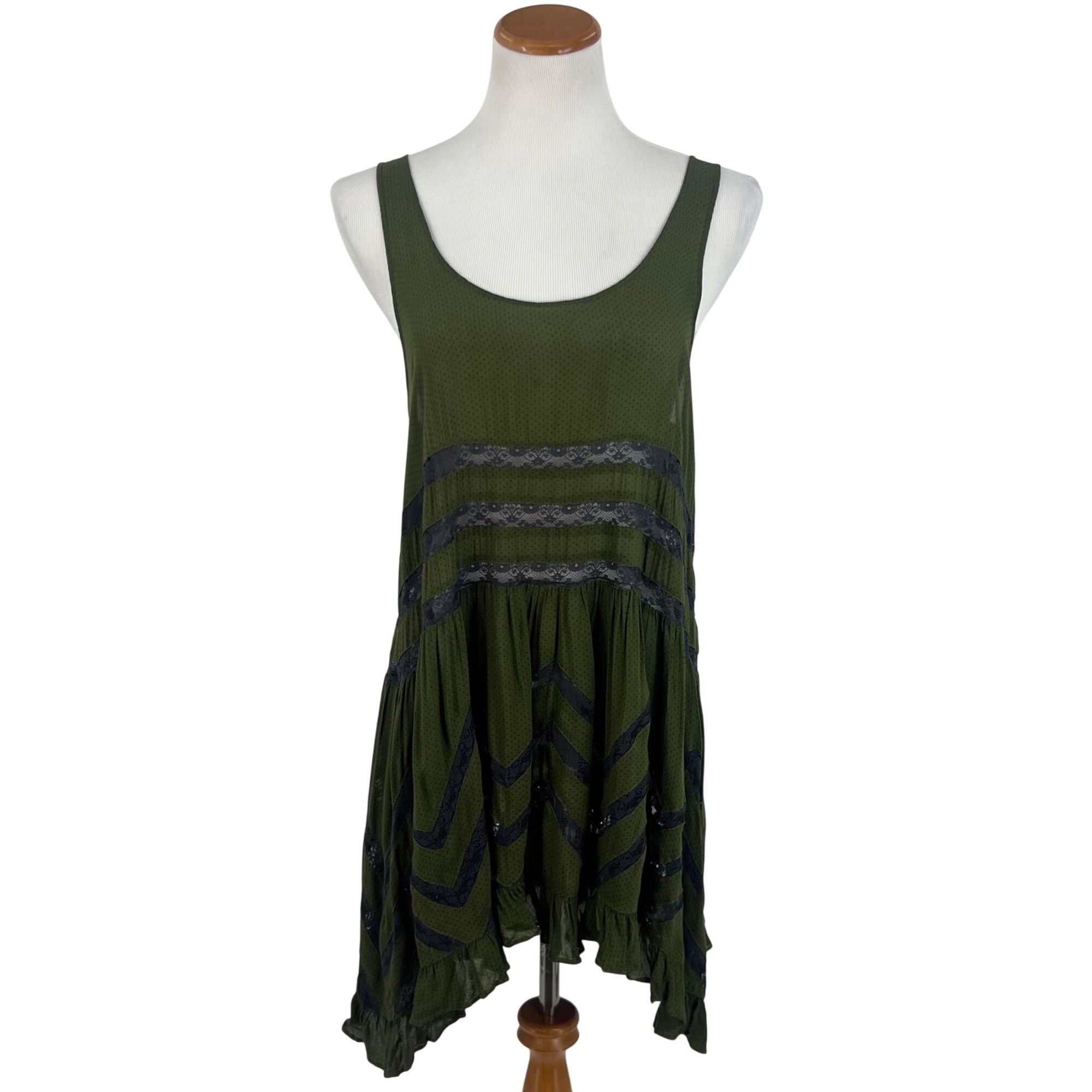 Free People Free People Green Voile & Lace Tunic Slip Dress | Boho Whims Size S / US 4 / IT 40 - 3 Thumbnail