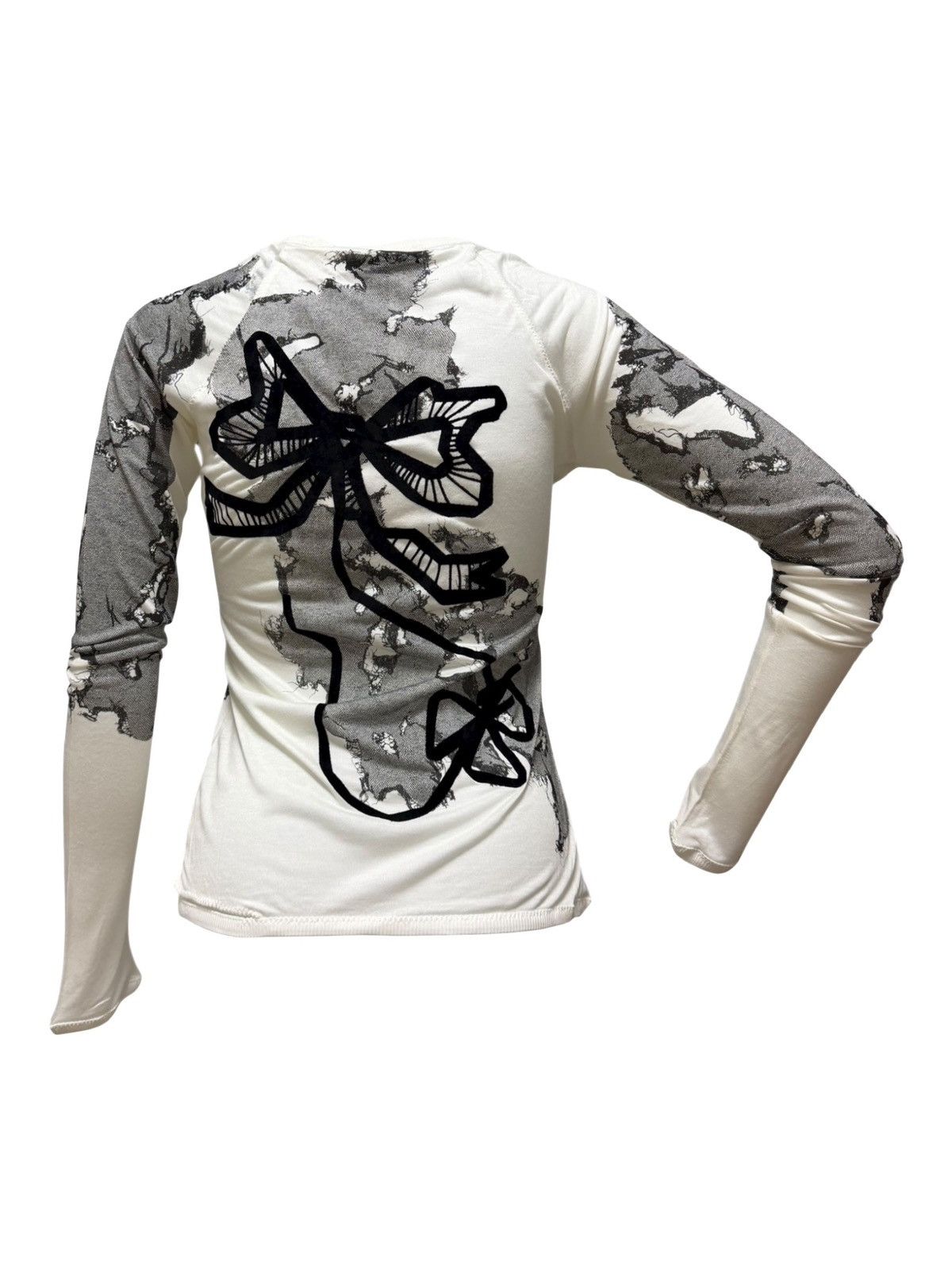 Dior CHRISTIAN DIOR S/S 2006 Lace Print Cut-Out Long Sleeve Top Size XS / US 0-2 / IT 36-38 - 2 Thumbnail
