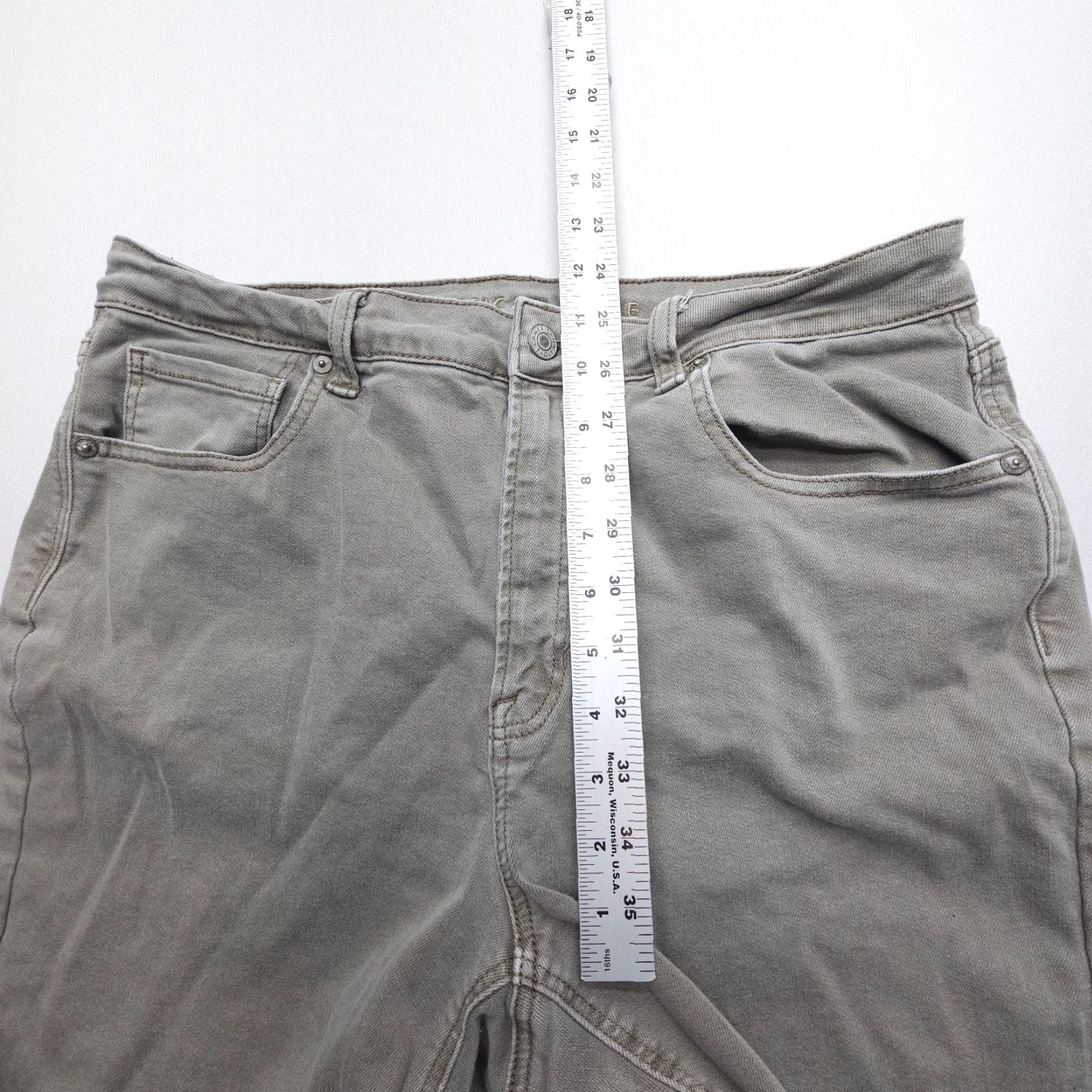 American Eagle Outfitters American Eagle Outfitters Mom Jeans Womens 14 High Rise Green Denim Slim Stretch 5-Pocket Regular Inseam 26 Size 36" / US 14 / IT 50 - 5 Thumbnail