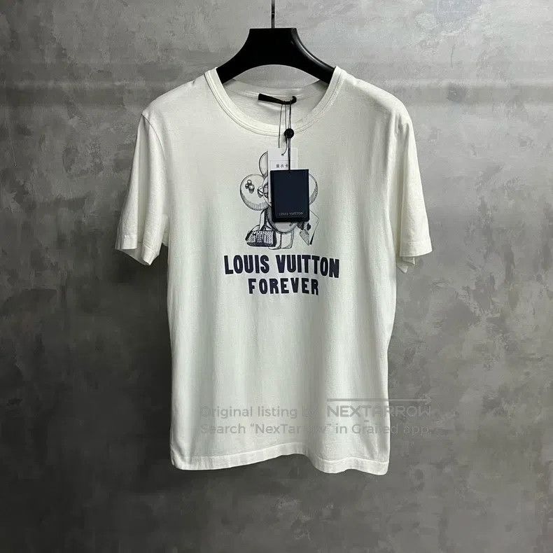 Louis Vuitton Classic White Printed Crew Neck Short Sleeve
