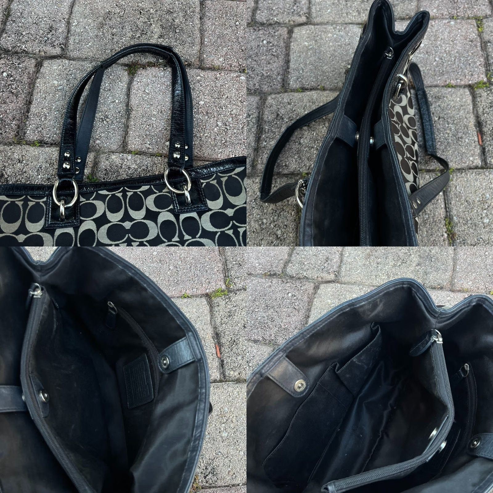 Coach Signature Canvas Shoulder Bag Satchel Tote Bag Y2K Designer 