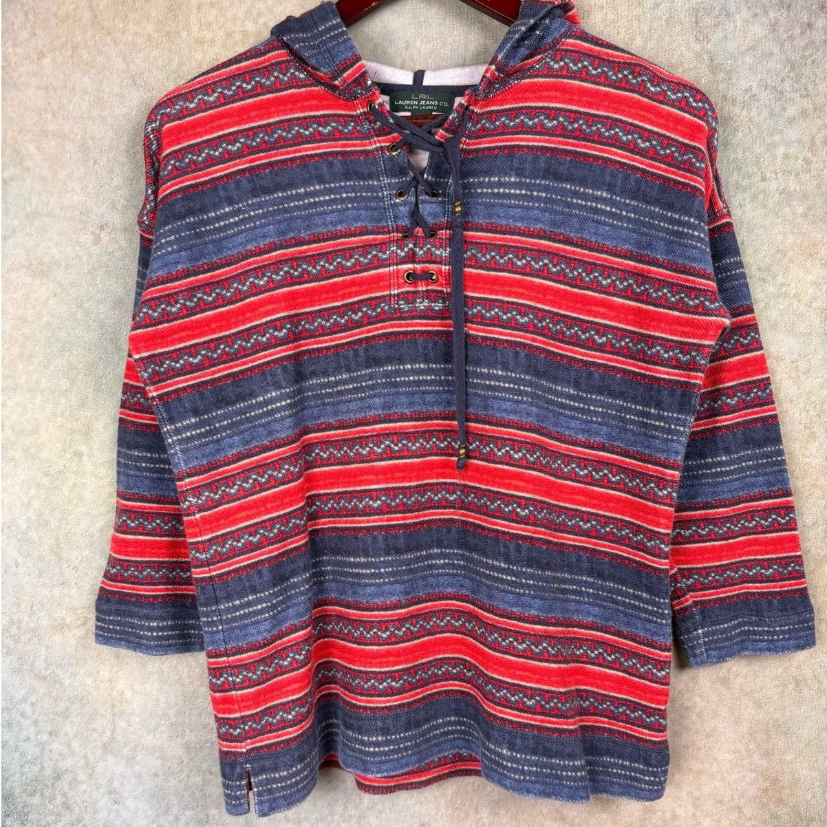 Ralph Lauren × Vintage VTG Ralph Lauren Striped Hooded Pullover M Lauren Jeans Co Size M / US 6-8 / IT 42-44 - 5 Thumbnail