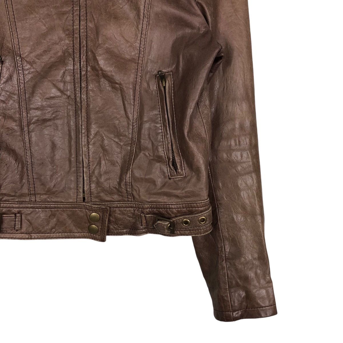 Japanese Brand 📌Vintage Cropped Biker Leather Jacket Milpano Issey Miyake Size US M / EU 48-50 / 2 - 6 Thumbnail
