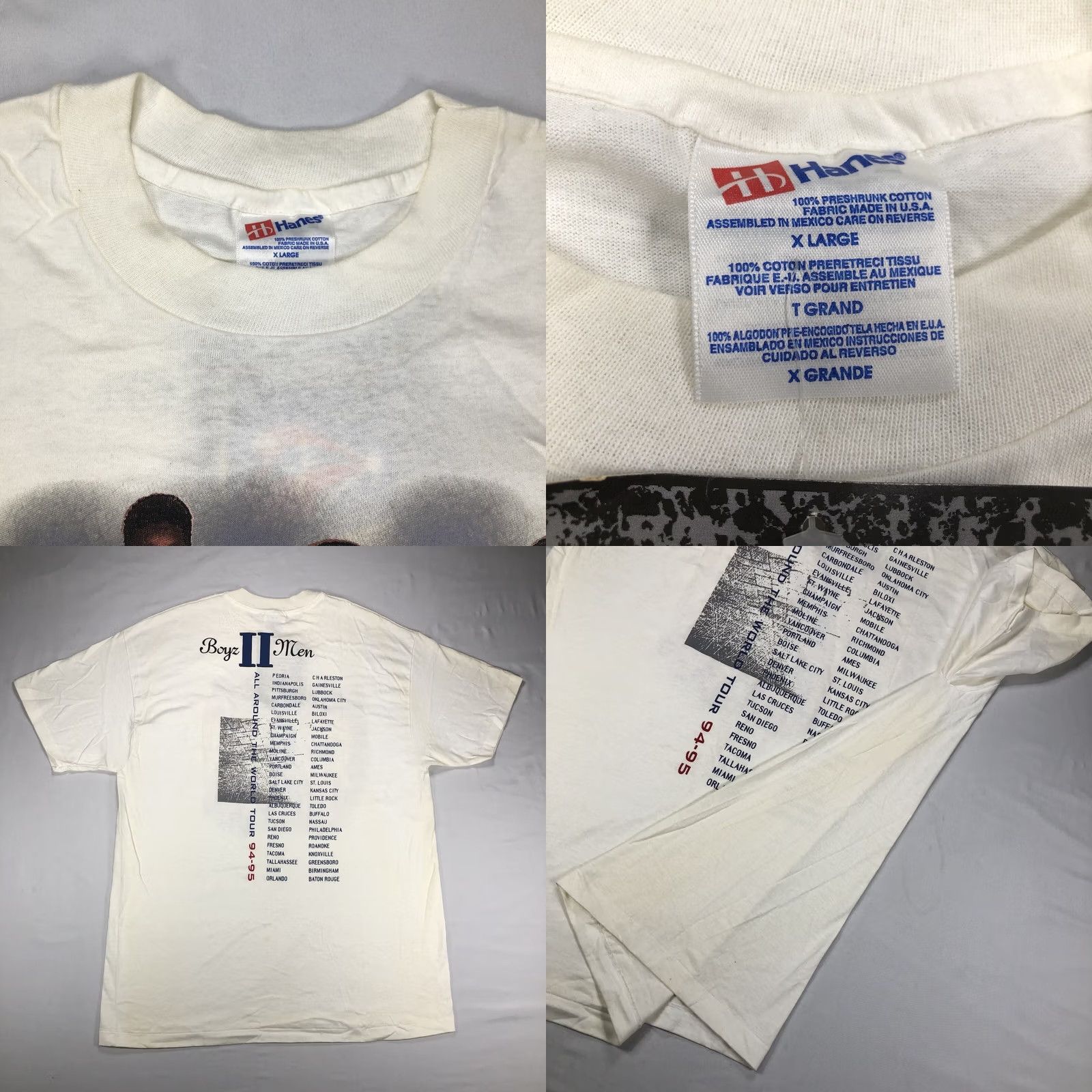 Hanes VINTAGE Hanes Boyz II Men All Around The World Tour T-Shirt XL White 90s Crew Neck Short Sleeve Men 100% Cotton Knit Double-Sided Graphic Print Size US XL / EU 56 / 4 - 9 Thumbnail