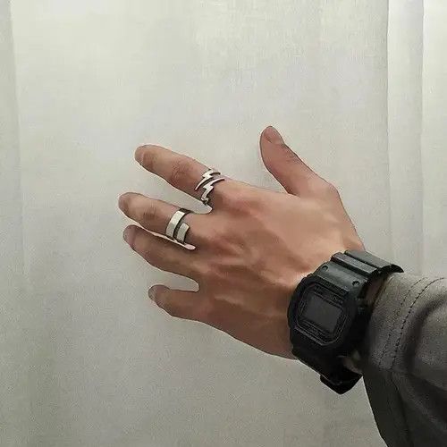 Jewelry x Ring Gold Plated Retro Punk Rings in Silver, Men's
