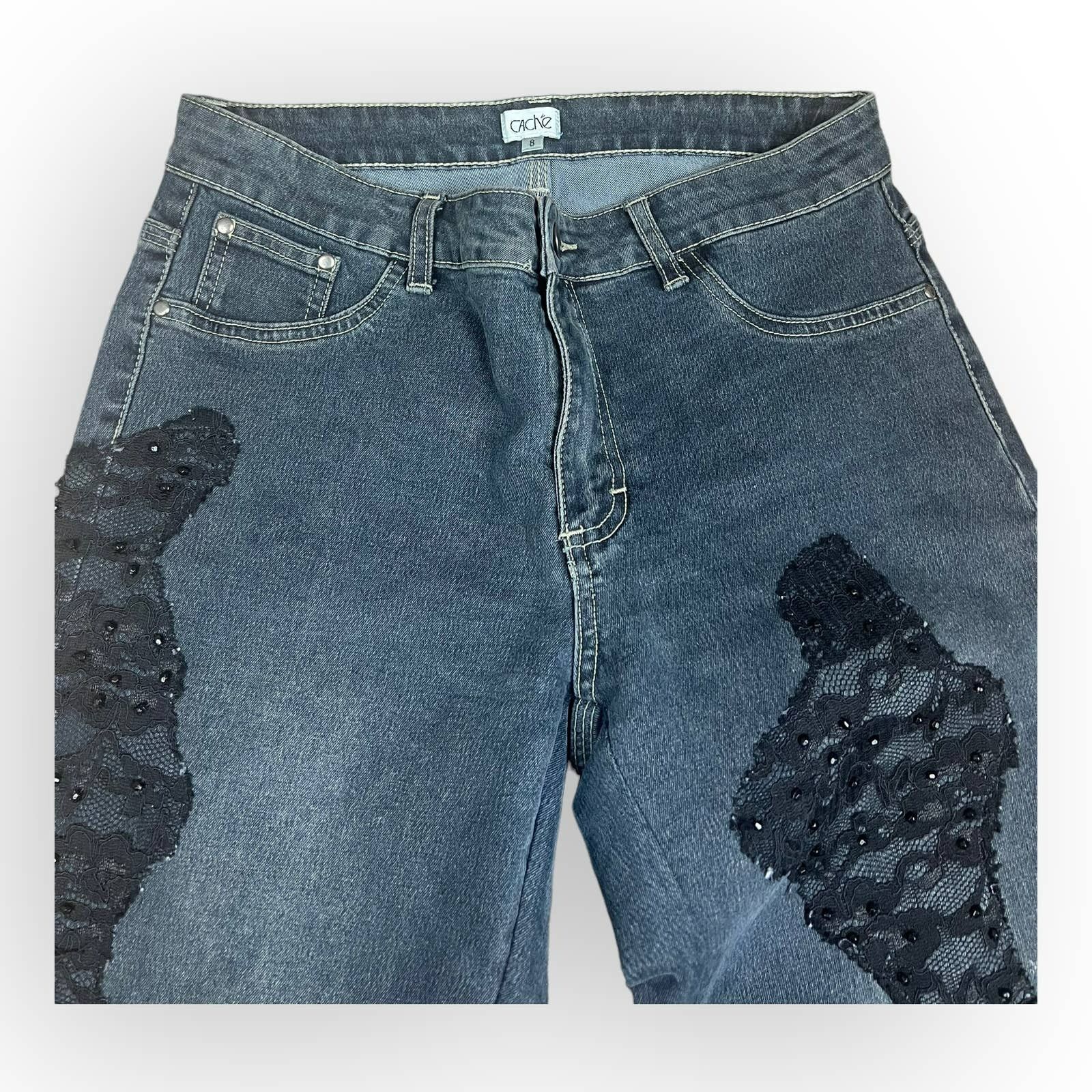 Vintage Cache Vintage | Y2K Bootcut Jeans Lace Inserts | 8 Size 30" / US 8 / IT 44 - 8 Thumbnail