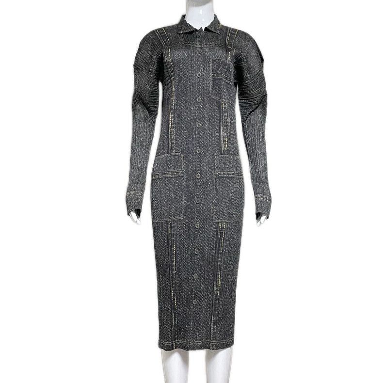 Issey Miyake Issey Miyake size:4 Black long-sleeved open-top dress Size XS / US 0-2 / IT 36-38 - 1 Thumbnail