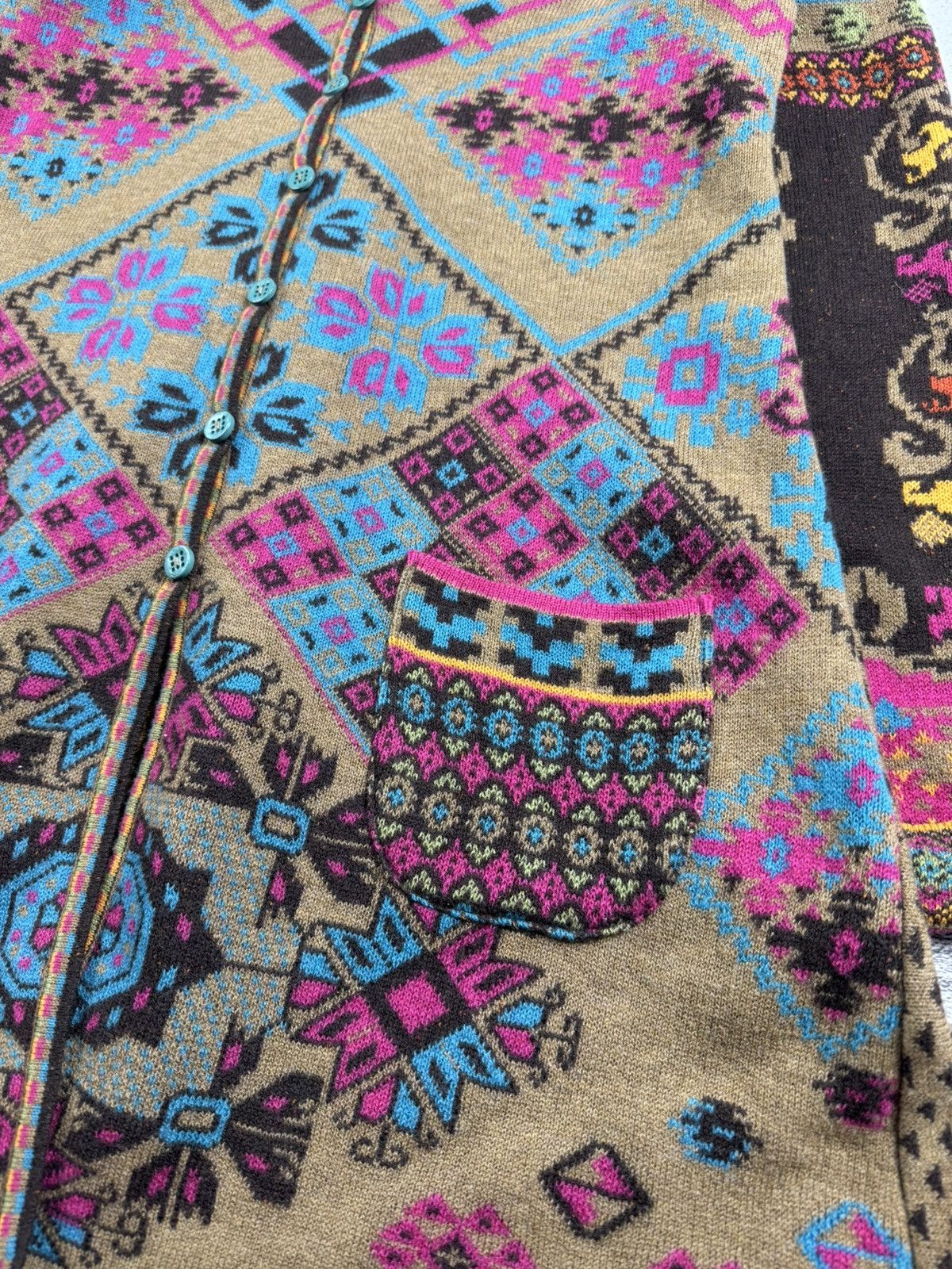 Designer × Vintage IVKO Lambs Wool 38 Knit Floral Long Cardigan Sweater Dress Size M / US 6-8 / IT 42-44 - 9 Thumbnail