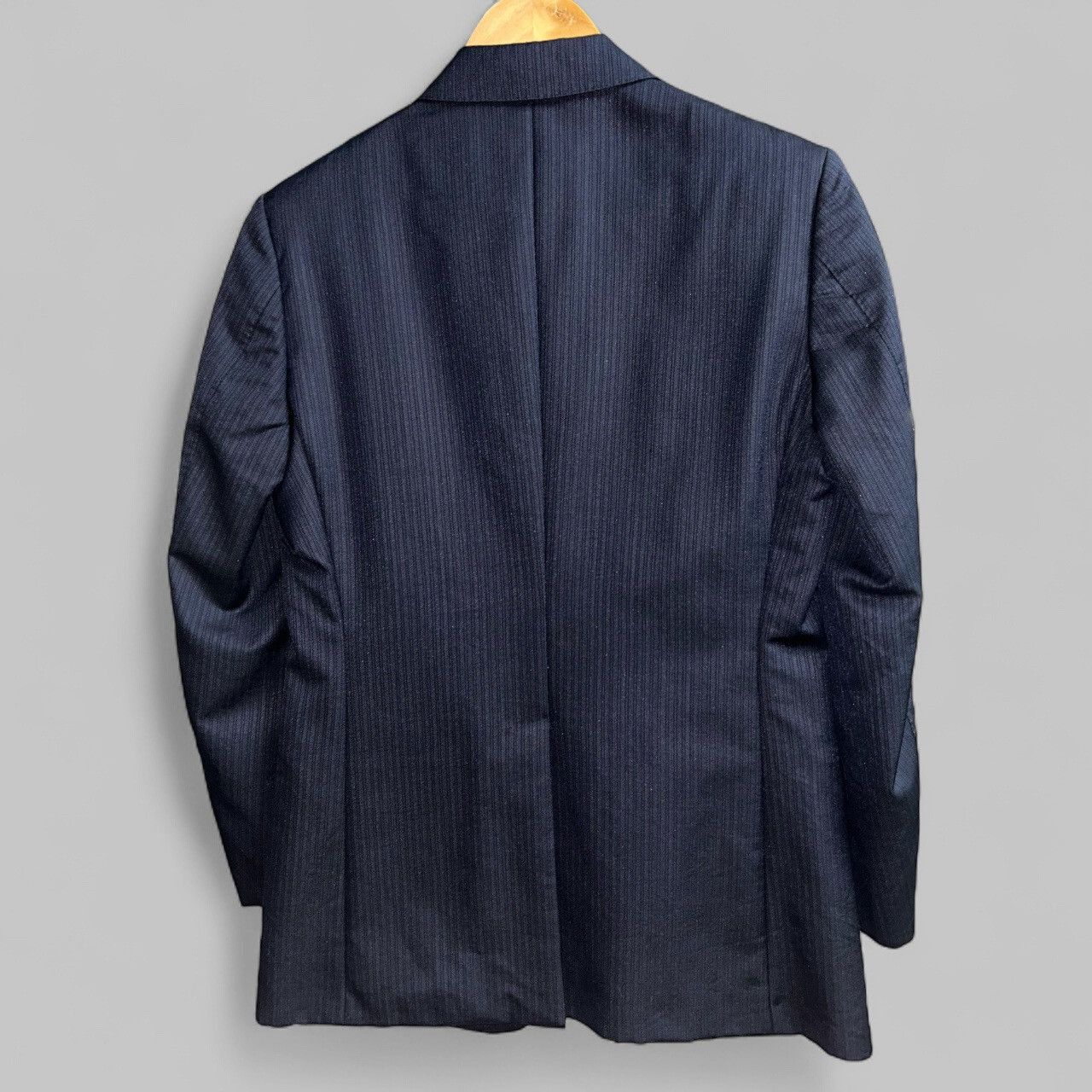 Gucci Mens Navy Printstripe Wool Silk Blend Blazer Size 48R - 4 Thumbnail
