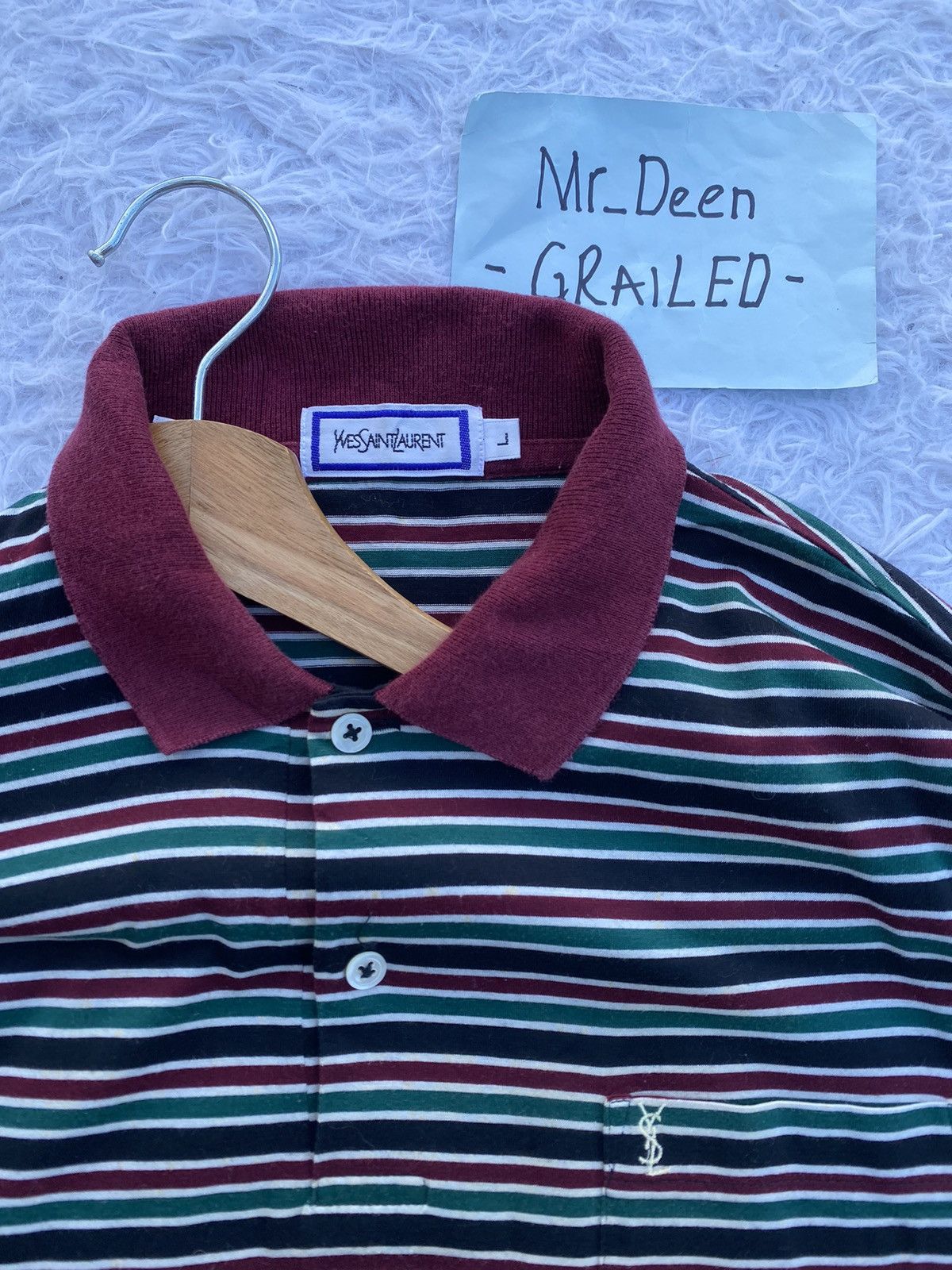Yves Saint Laurent Rare Vintage Yves Saint Laurent YSL Striped Collar Shirt Size US M / EU 48-50 / 2 - 9 Thumbnail