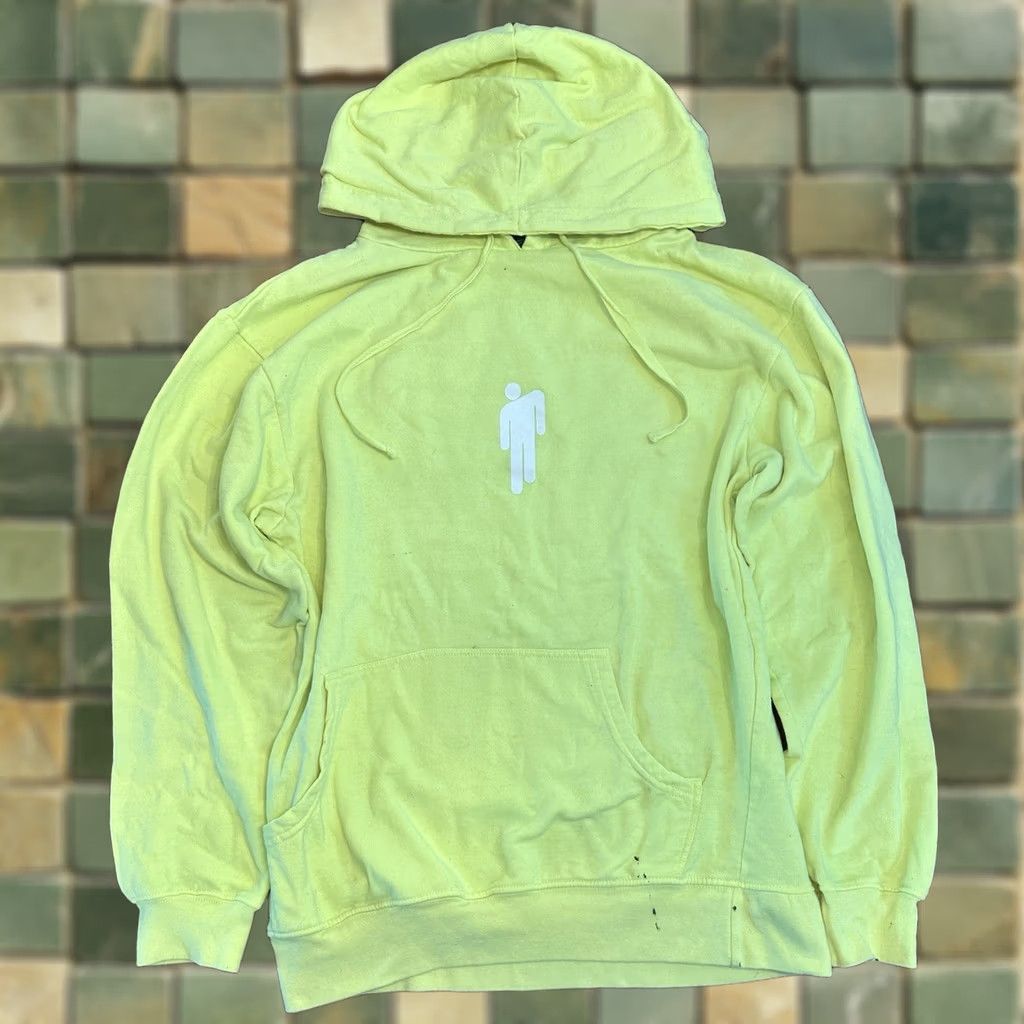 Vintage Billie Eilish Hoodie Sweatshirt Small 2020 Yellow Neon Stains Distress Womens Regular Hoodie Pullover Graphic Print Logo Pockets All Seasons VINTAGE? Size S / US 4 / IT 40 - 1 Thumbnail