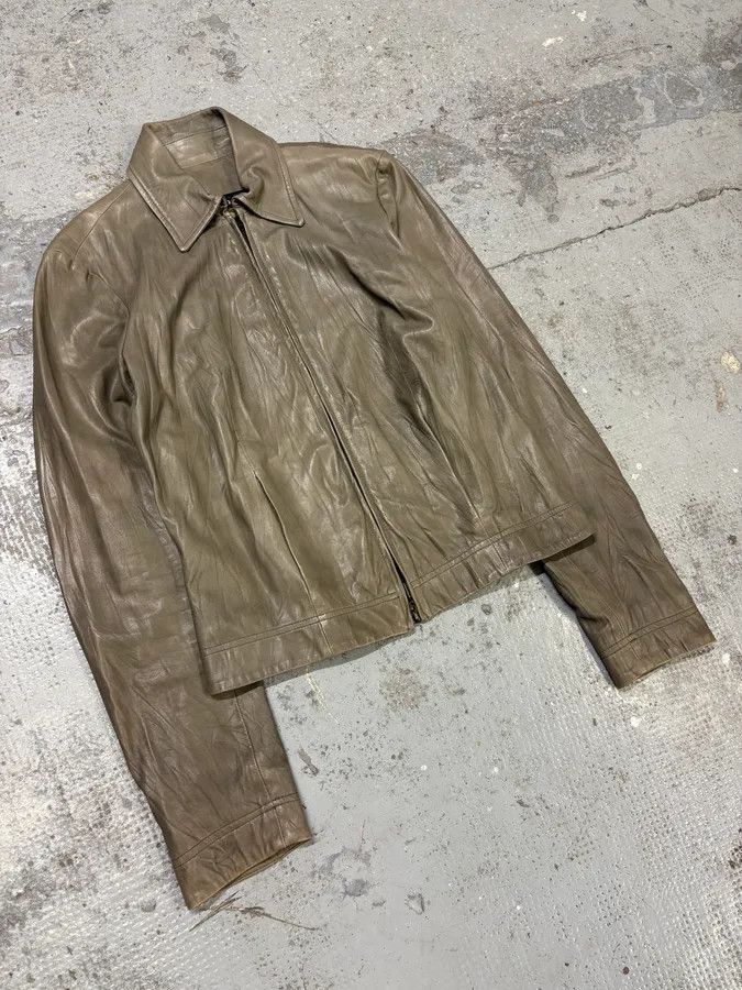 Vintage 2000s Plein Sud Grey Raw Pure Leather Jacket Size S / US 4 / IT 40 - 4 Thumbnail