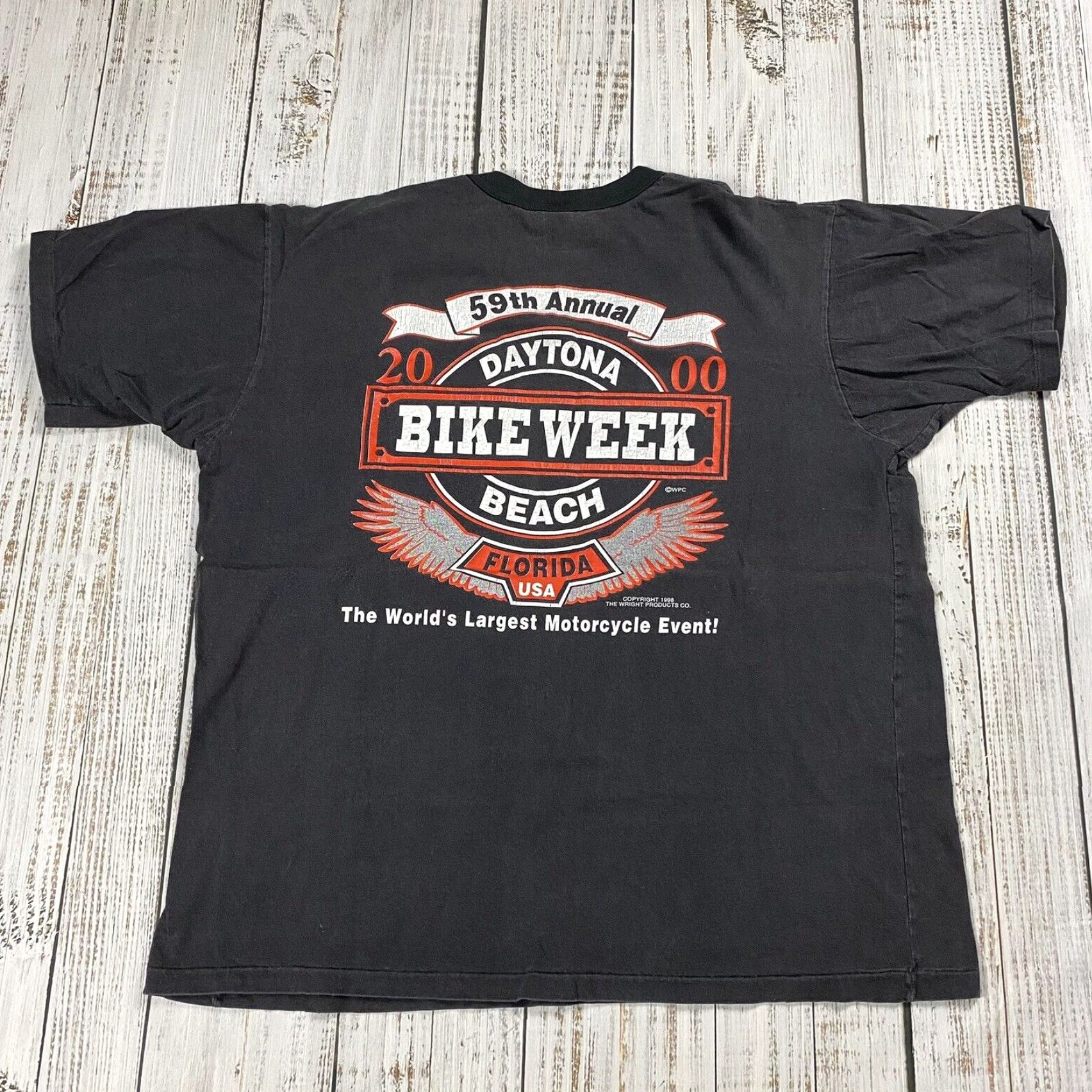 Vintage VINTAGE 2000 Daytona Beach Bike Week Ringer T-Shirt Mens XL Black Biker Logo Single Stitch Pocket Size US XL / EU 56 / 4 - 7 Thumbnail
