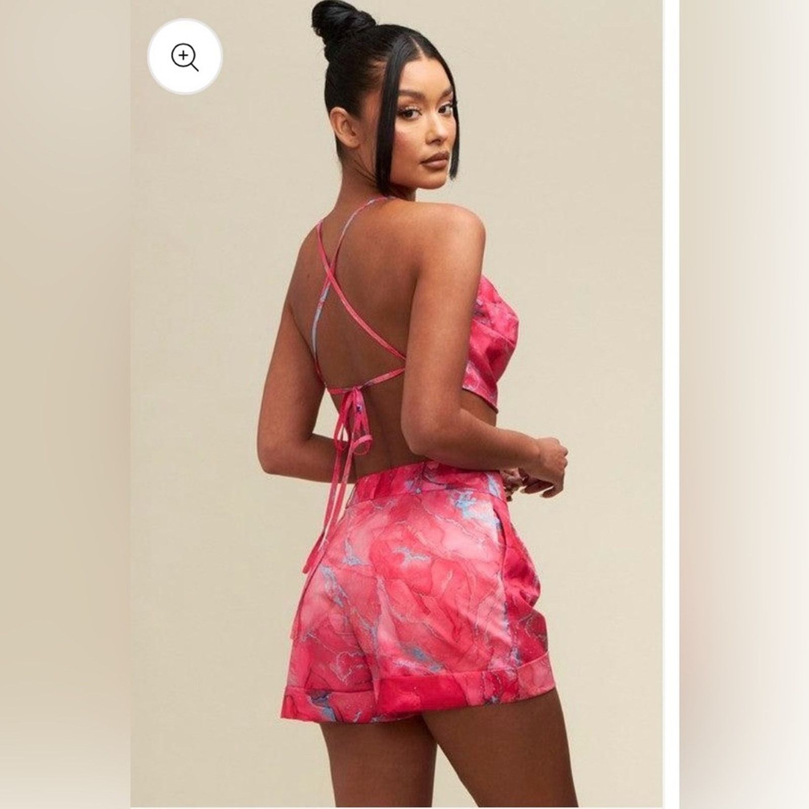 Other Pink and Blue Marble Crop Top & Matching Shorts set size S Size S / US 4 / IT 40 - 2 Thumbnail