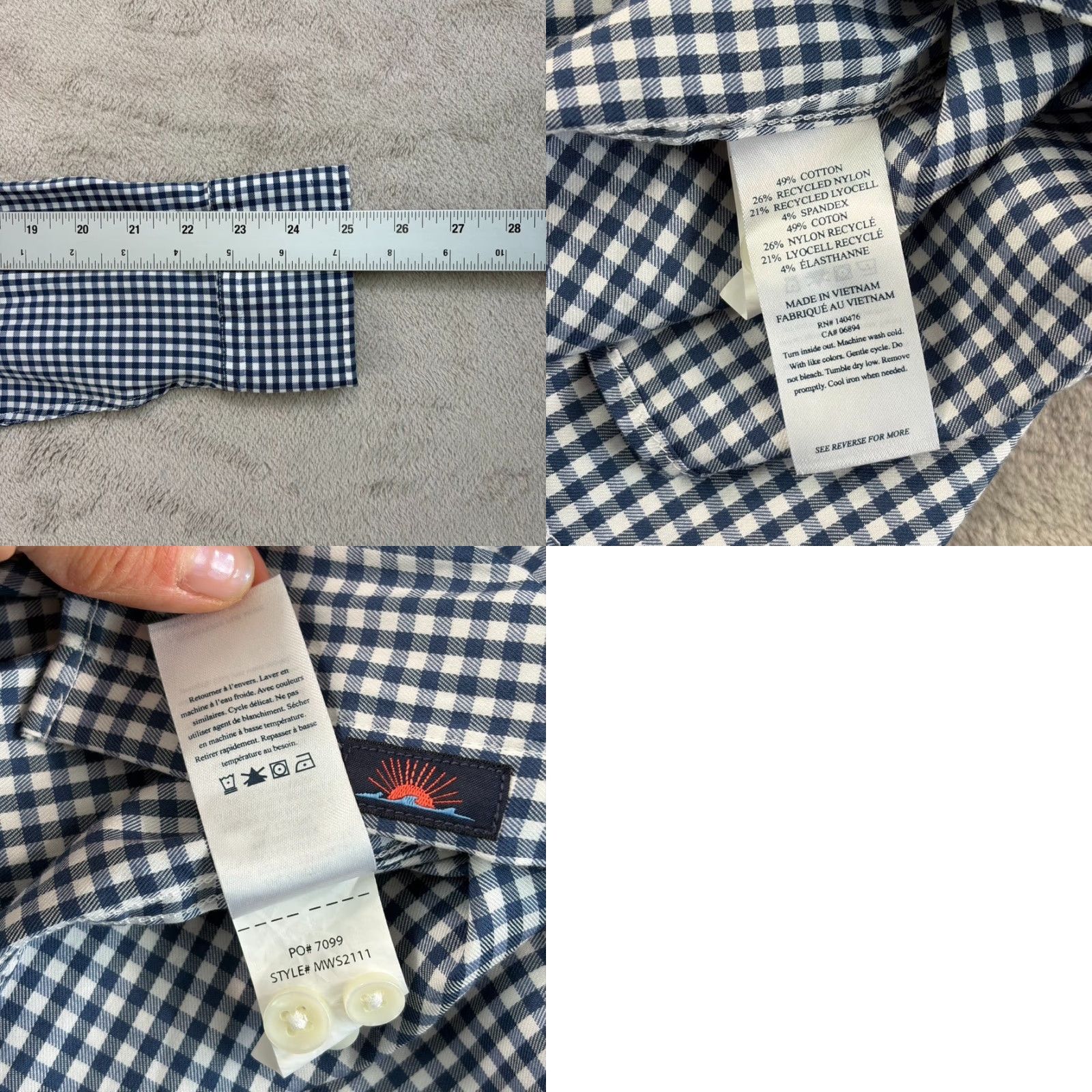 Faherty Faherty Brand The Movement Shirt Button-Down in Blue Gingham Check Men Small NWOT 49 Size US S / EU 44-46 / 1 - 8 Thumbnail