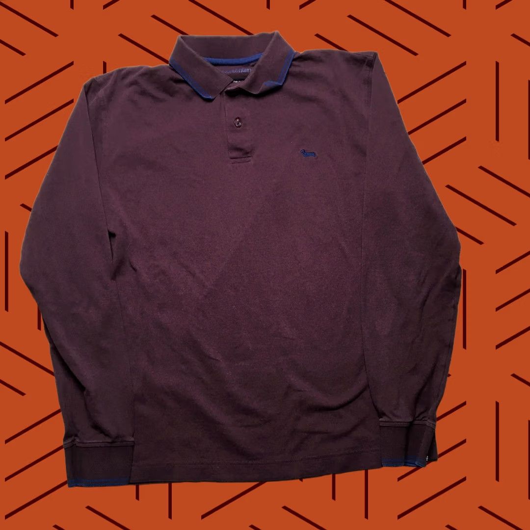 Harmont & Blaine Harmont & Blaine Polo Shirt Mens XL Burgundy Long Sleeve Narrow Fit Hound Logo Size US XL / EU 56 / 4 - 1 Thumbnail