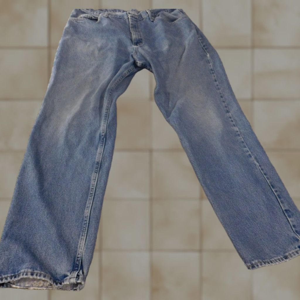 Wrangler Wrangler Jeans Mens 38x32 Relaxed Fit Light Blue Denim Workwear Straight Cowboy Pockets Zipper Regular Men Size US 38 / EU 54 - 1 Thumbnail