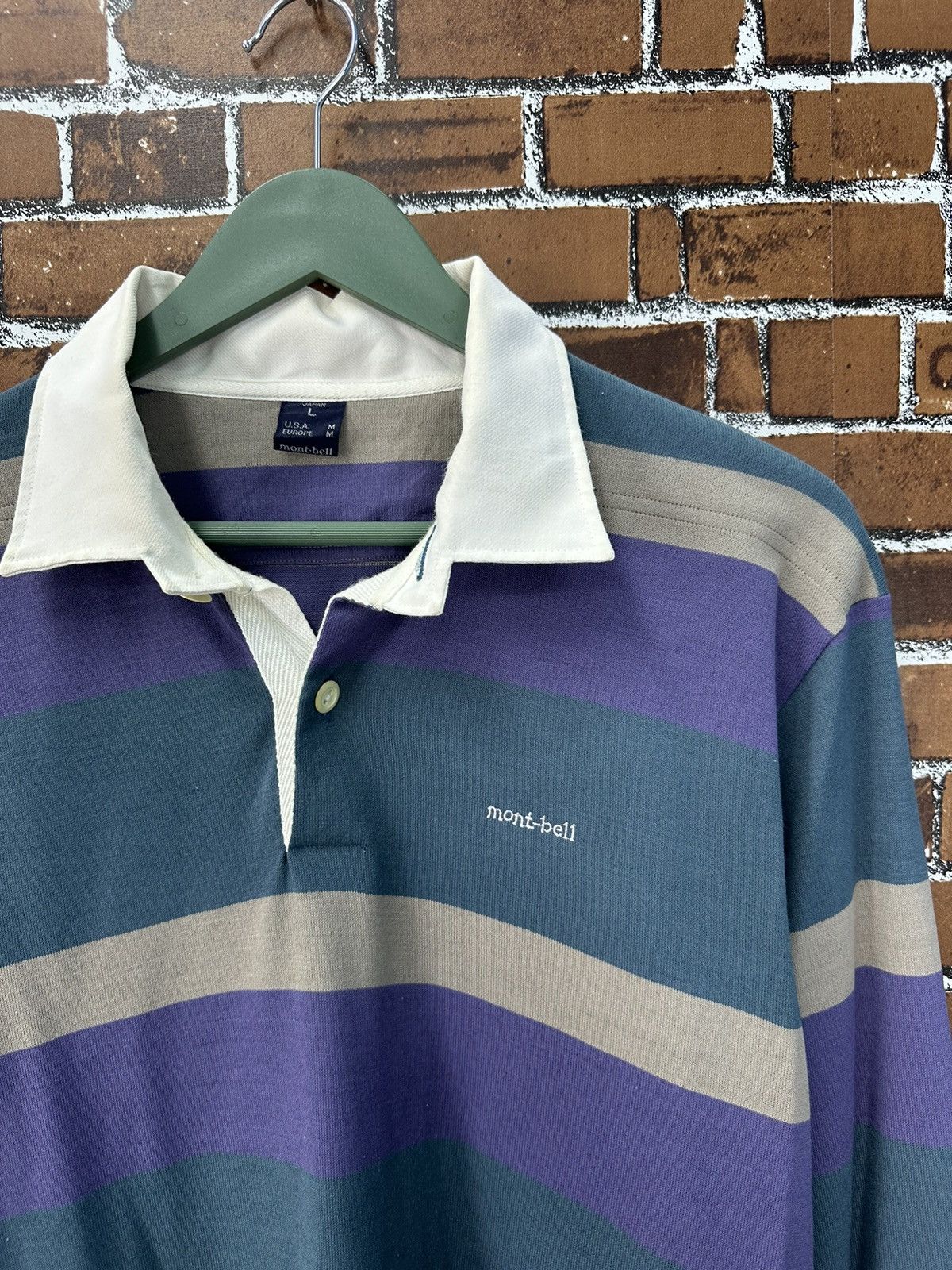 Montbell Montbell Vintage Stripe Rugby Polo A917 Size US M / EU 48-50 / 2 - 2 Thumbnail