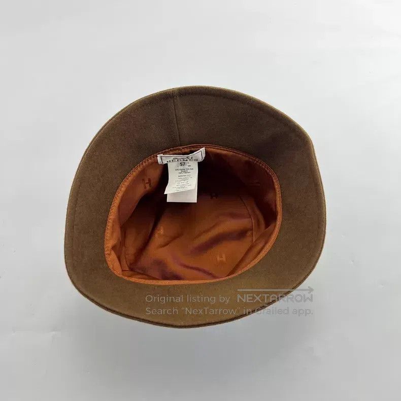 Hermes Hermes size 57 Brown Embroidered Cashmere Fisherman's Hat Size ONE SIZE - 3 Thumbnail