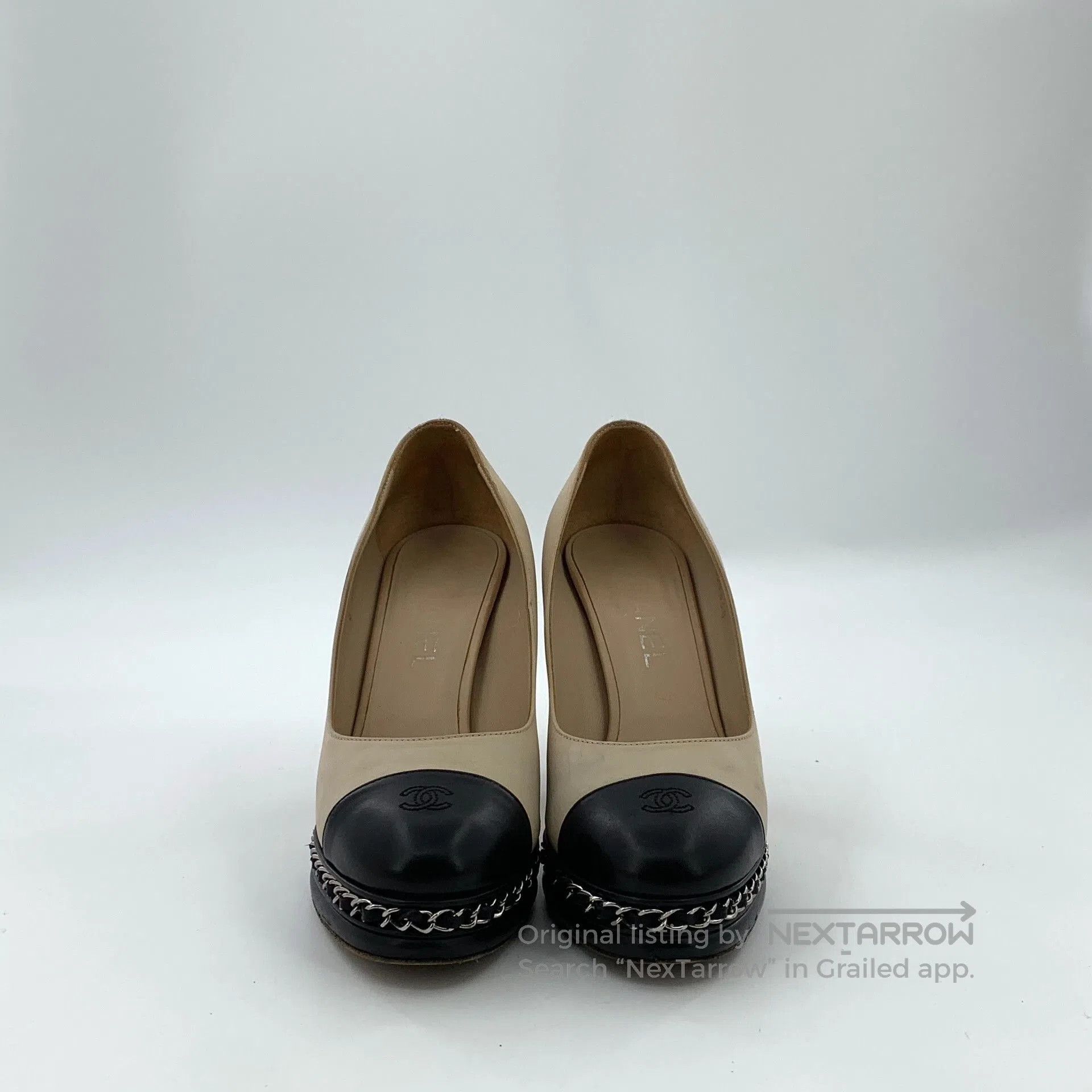 Chanel Chanel Chain Leather Logo Stiletto Heels. Size US 7 / IT 37 - 3 Thumbnail