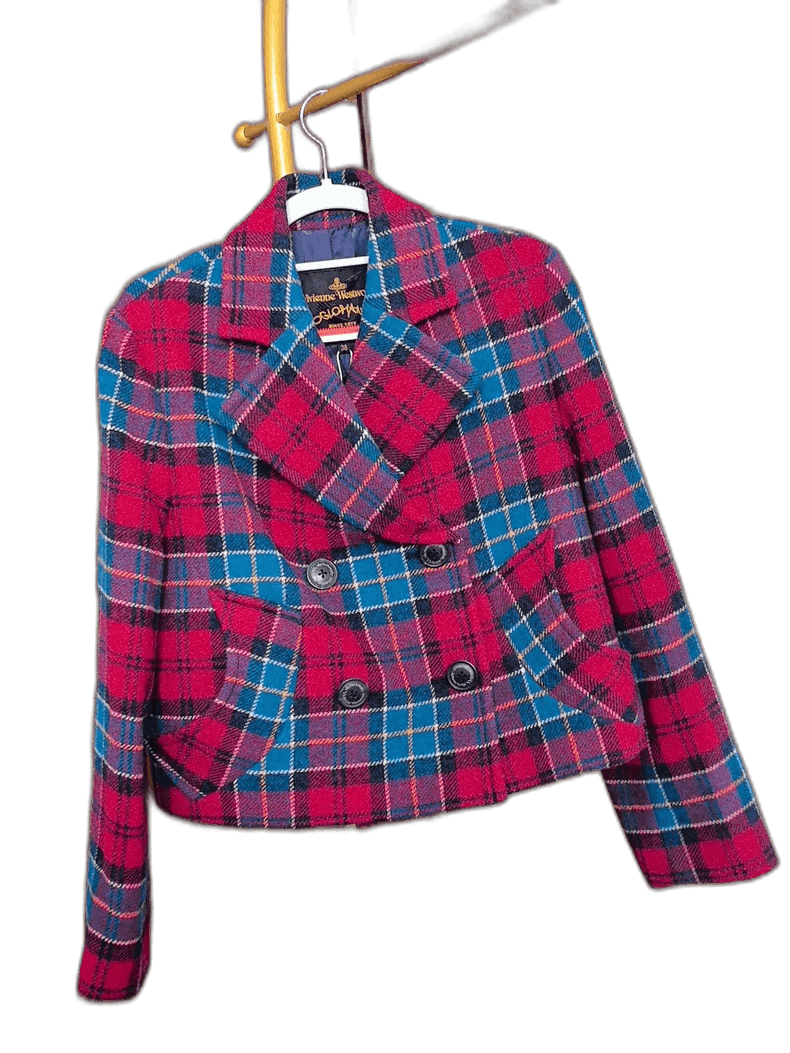 Vivienne Westwood VW Red Blue Plaid Wool Blazer - dmc Size M / US 6-8 / IT 42-44 - 1 Thumbnail