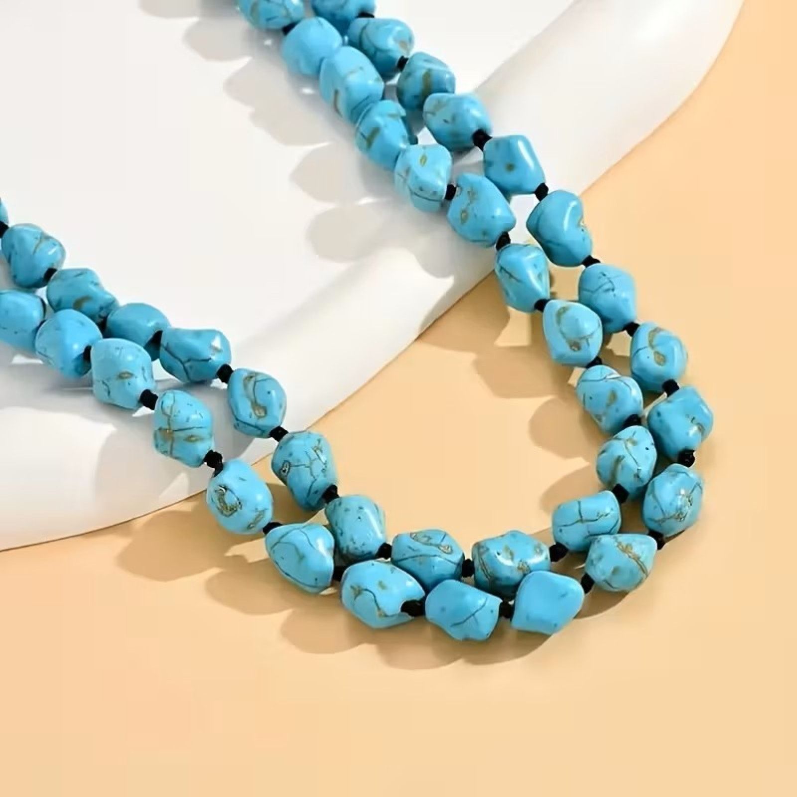 Other Natural Turquoise Double Layer Necklace - 46" Hand-Knotted Size ONE SIZE - 2 Thumbnail
