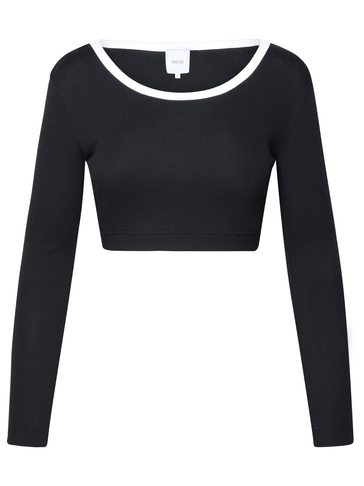 image of Patou Crop T-Shirt In Black Cotton, Women's (Size XS)