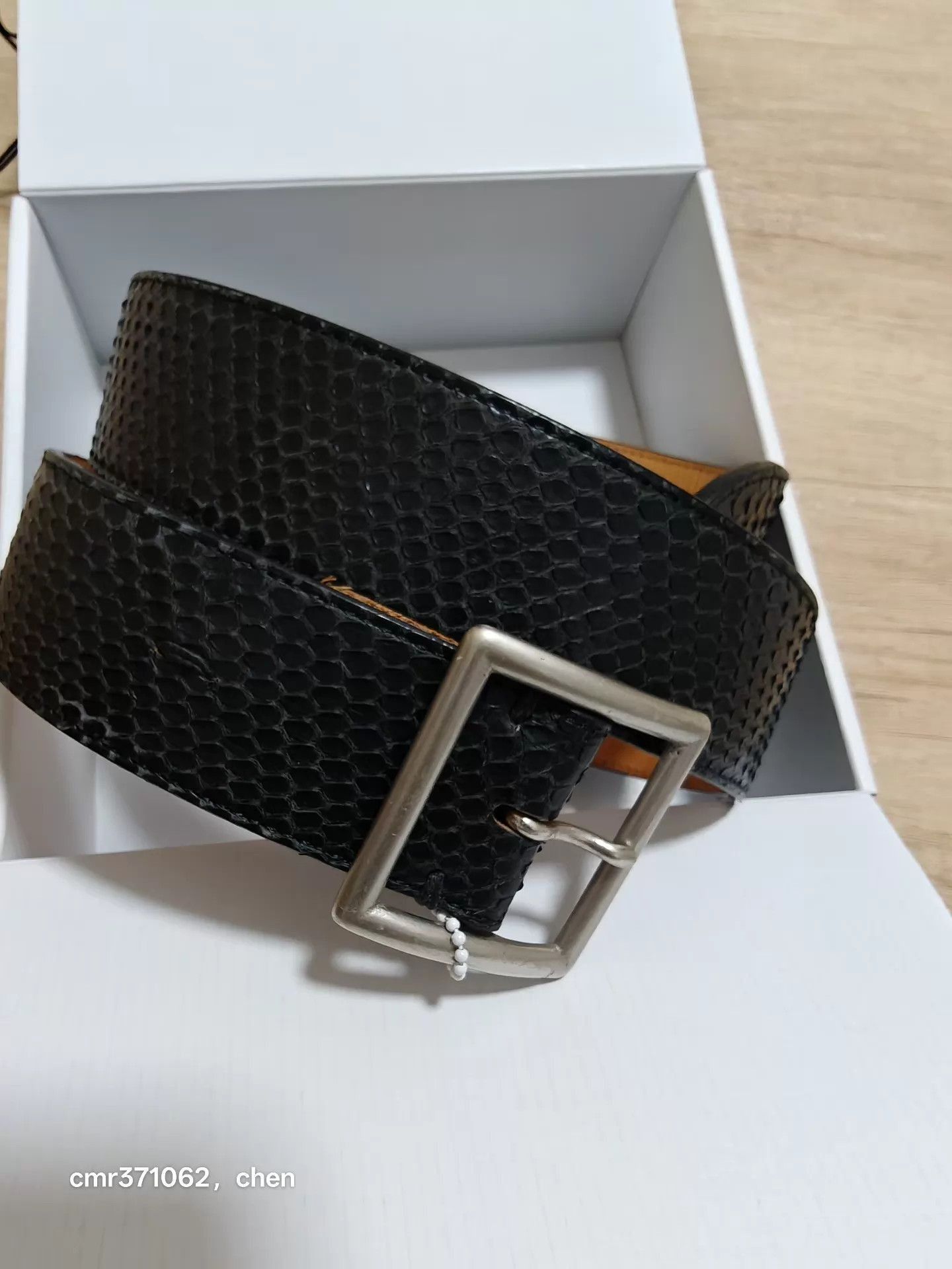 Visvim Black Textured Belt with Square Silver Buckle Size ONE SIZE - 1 Thumbnail