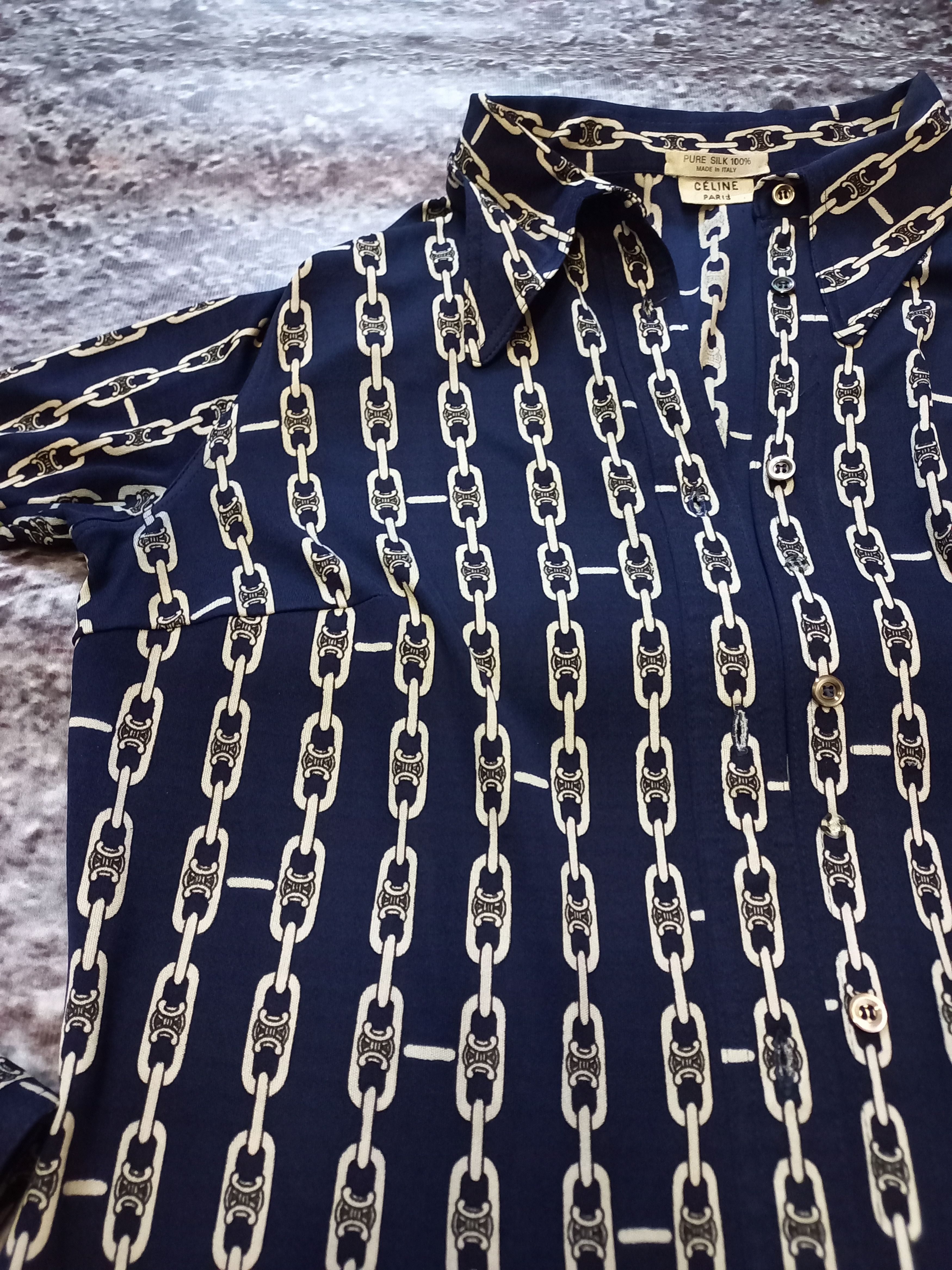 Celine × Vintage Shirt Celine Blue Womens, Pure Shilk 100 Size L / US 10 / IT 46 - 6 Thumbnail