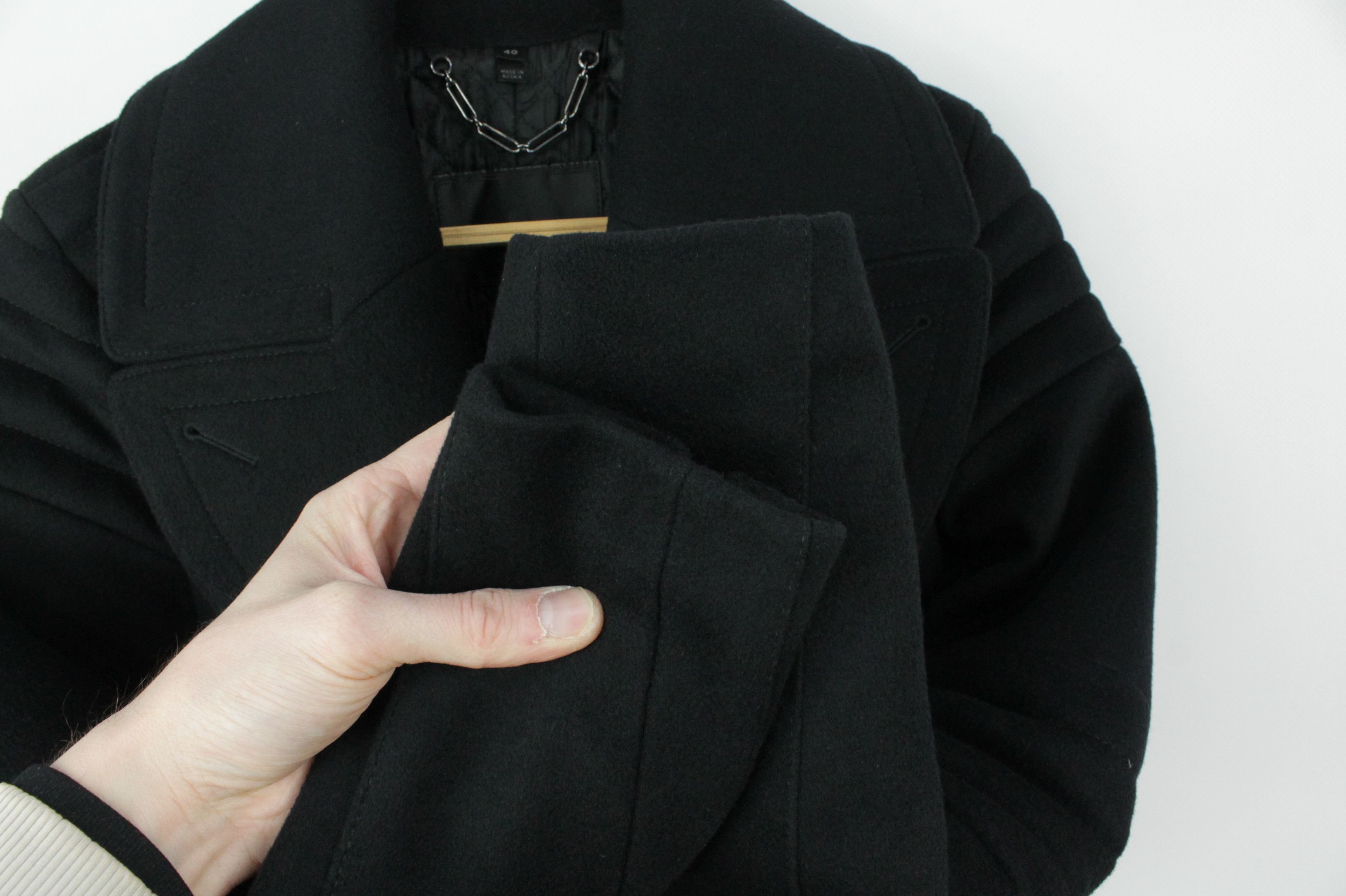 Belstaff Belstaff Women's Croft Wool Cashmere Peacoat in Black Size M / US 6-8 / IT 42-44 - 11 Thumbnail