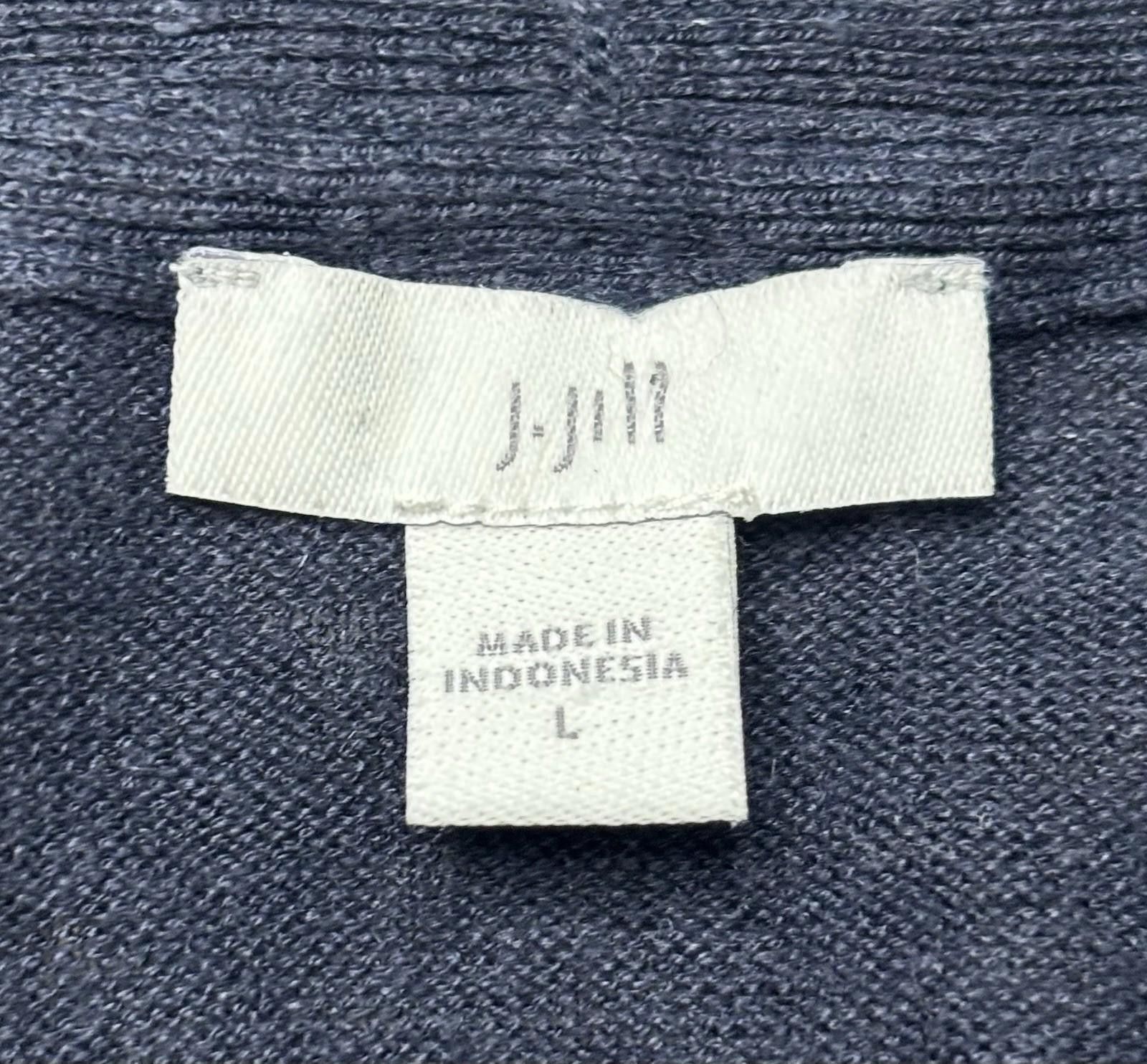 Other J Jill Cardigan Sweater Womens Large Linen Blend Open Navy Size L / US 10 / IT 46 - 2 Thumbnail