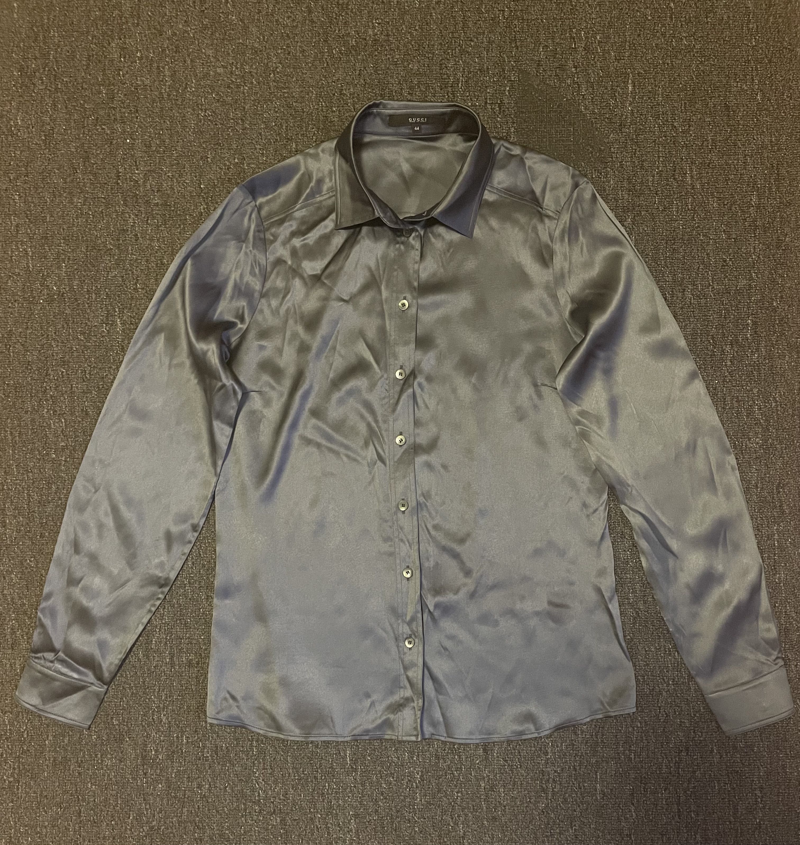 image of Gucci Gray Silk Shirt. Size 44 Unisex Style in Grey, Men's