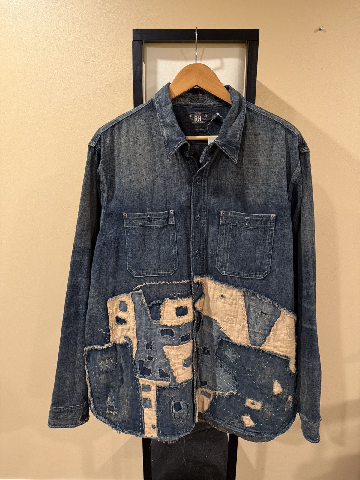 RRL Ralph Lauren RRL Ralph Lauren Limited Edition Boro Patchwork Denim Shirt Size US XL / EU 56 / 4 - 1 Thumbnail