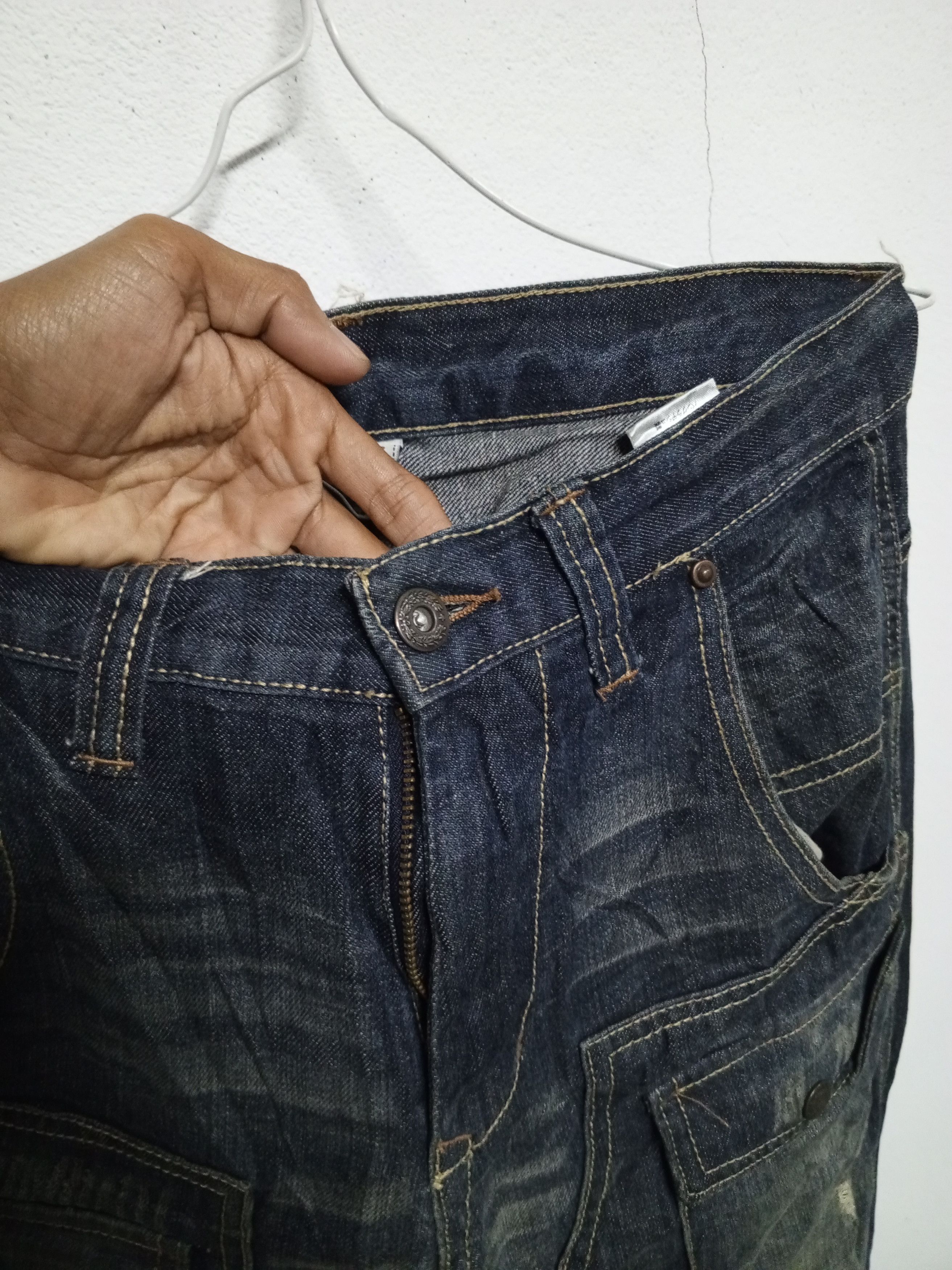 Japanese Brand 🔥Japan Free Gate Distressed Denim Double Knee Bush Pant🔥 Size US 26 / EU 42 - 9 Thumbnail