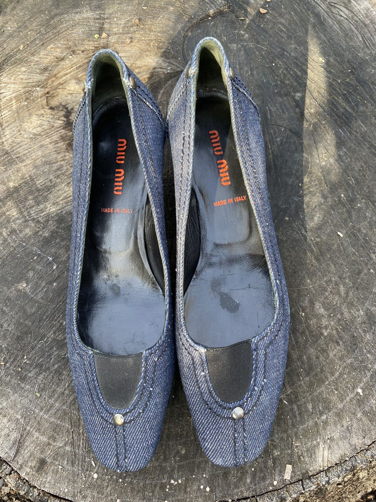 Miu Miu Vintage Miu Miu Denim Low Heel Shoe Size US 5 / IT 35 - 2 Thumbnail