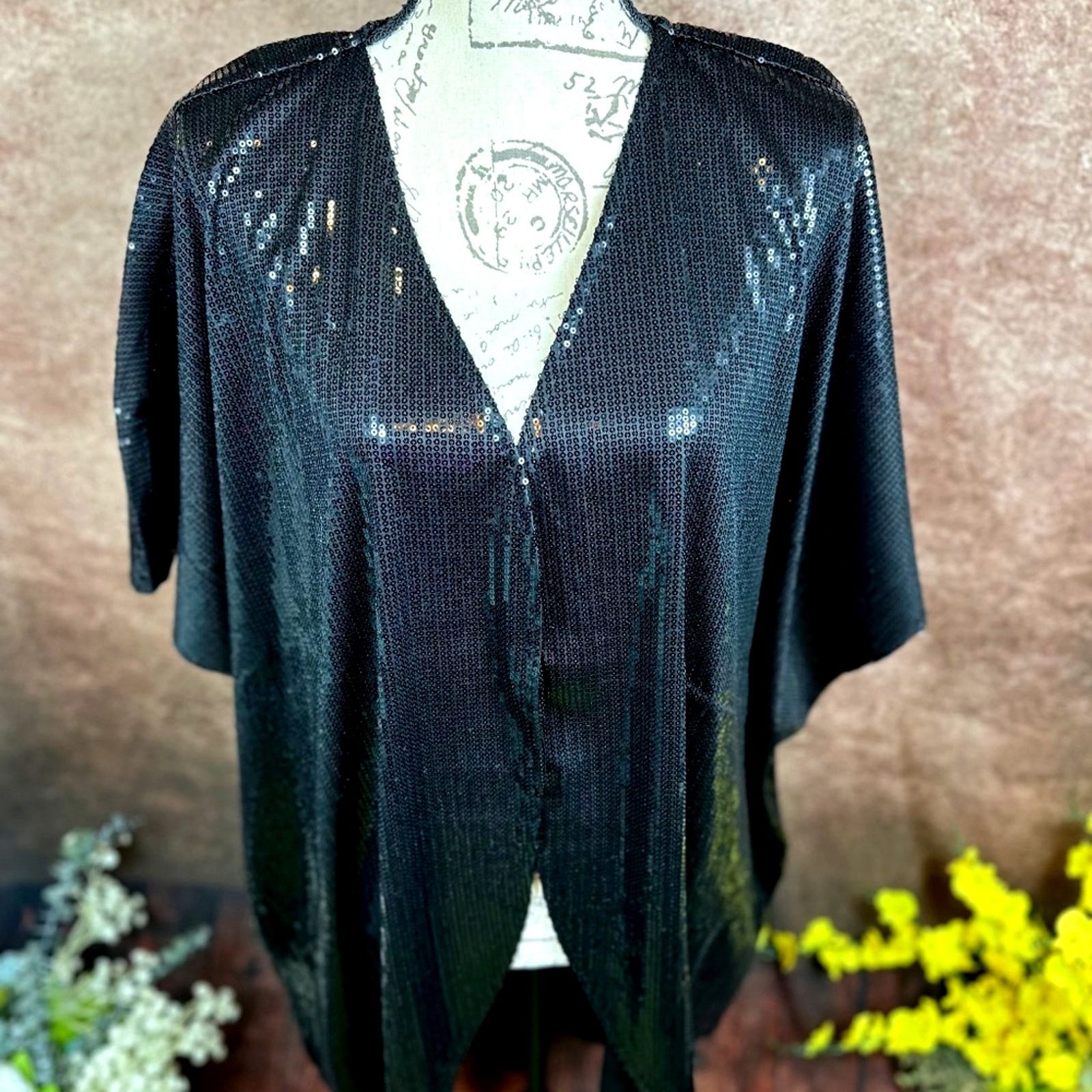 Other Shavonne Dorsey Silvia Sequin Kimono/Topper - Black - size L Size L / US 10 / IT 46 - 3 Thumbnail