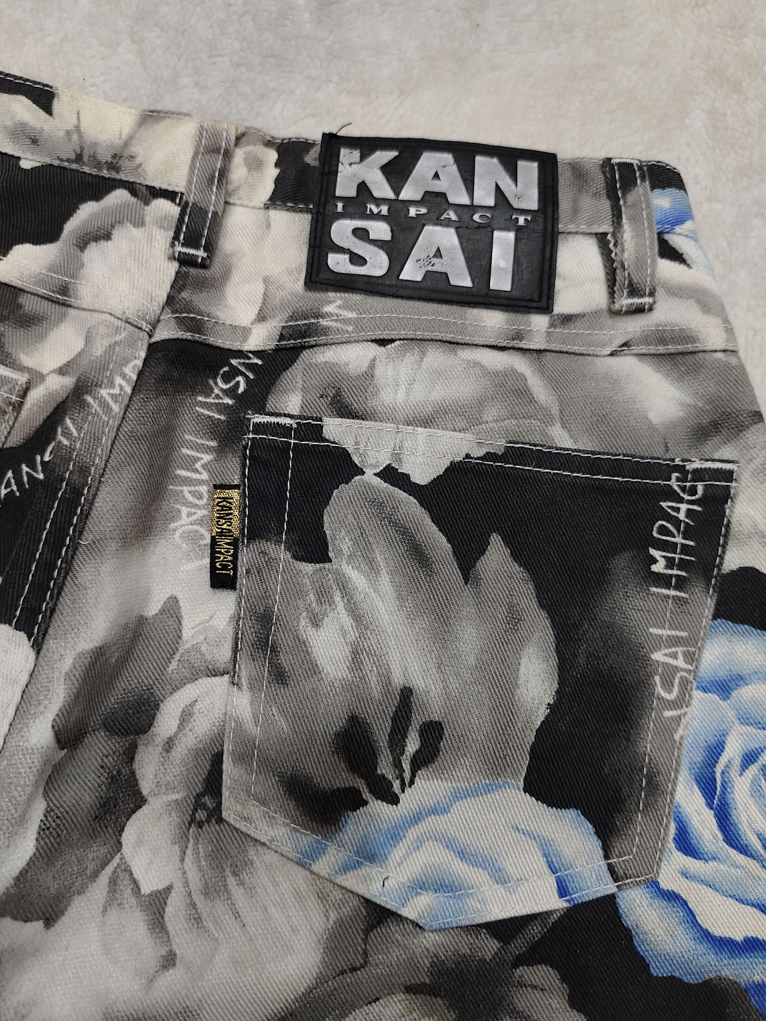 Kansai Yamamoto 90s Kansai Archive Monochrome Gothic Roses Art Graphic Jeans Size 27" / US 4 / IT 40 - 5 Thumbnail